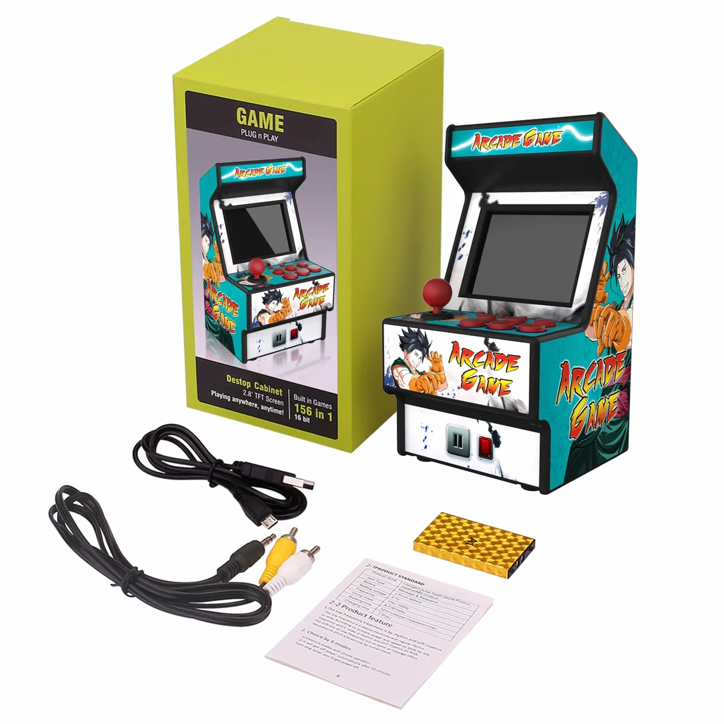 Console de Jeux Retro Mini Arcade 156 Jeux Intégrés 16 Bits Écran Couleur 2,8" Batterie Rechargeable