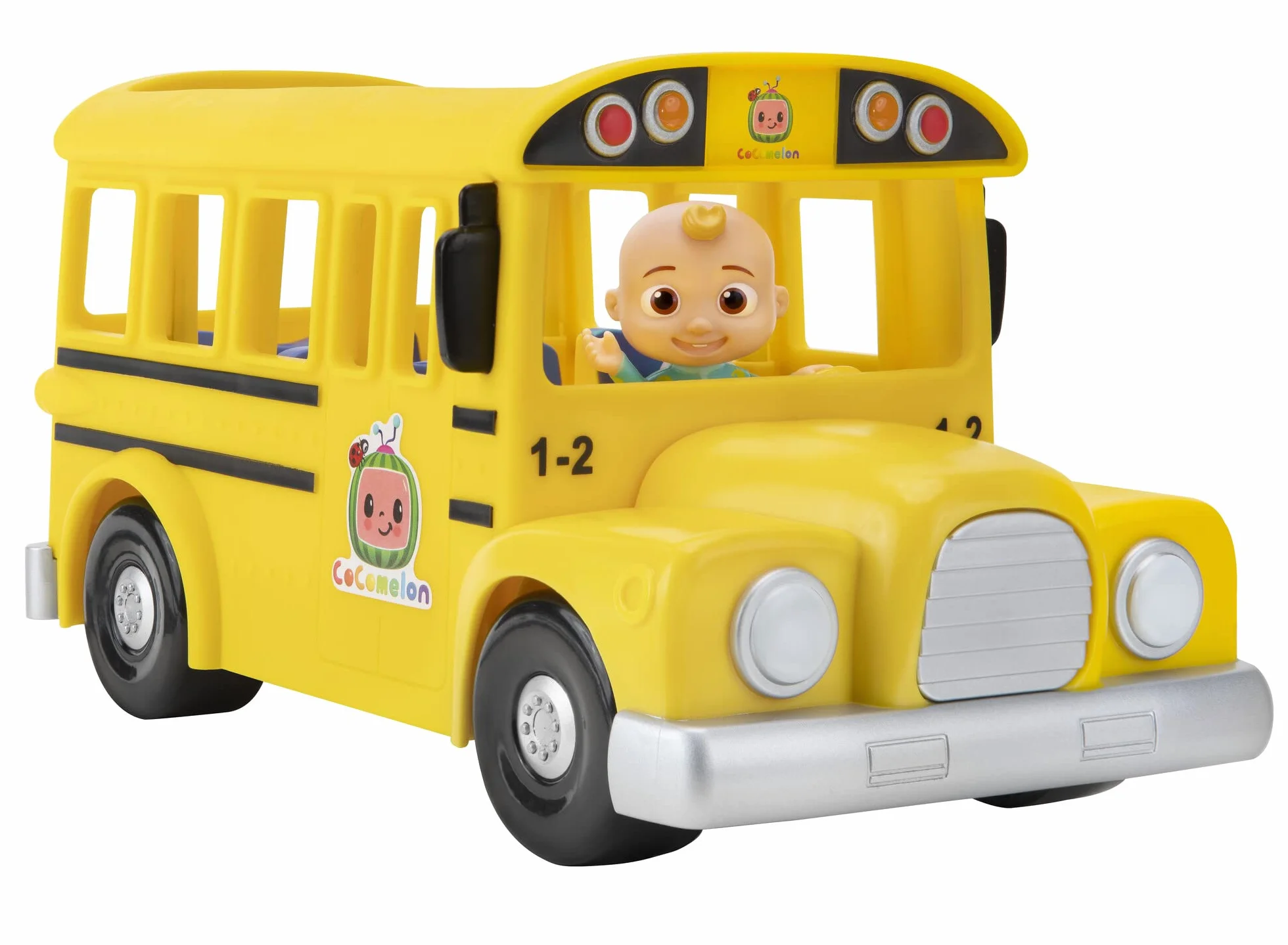 CoComelon CMW0137 Bus de Mitsing avec Musique et JJ, Version Allemande, pour Enfants dès 2 Ans, Jaune