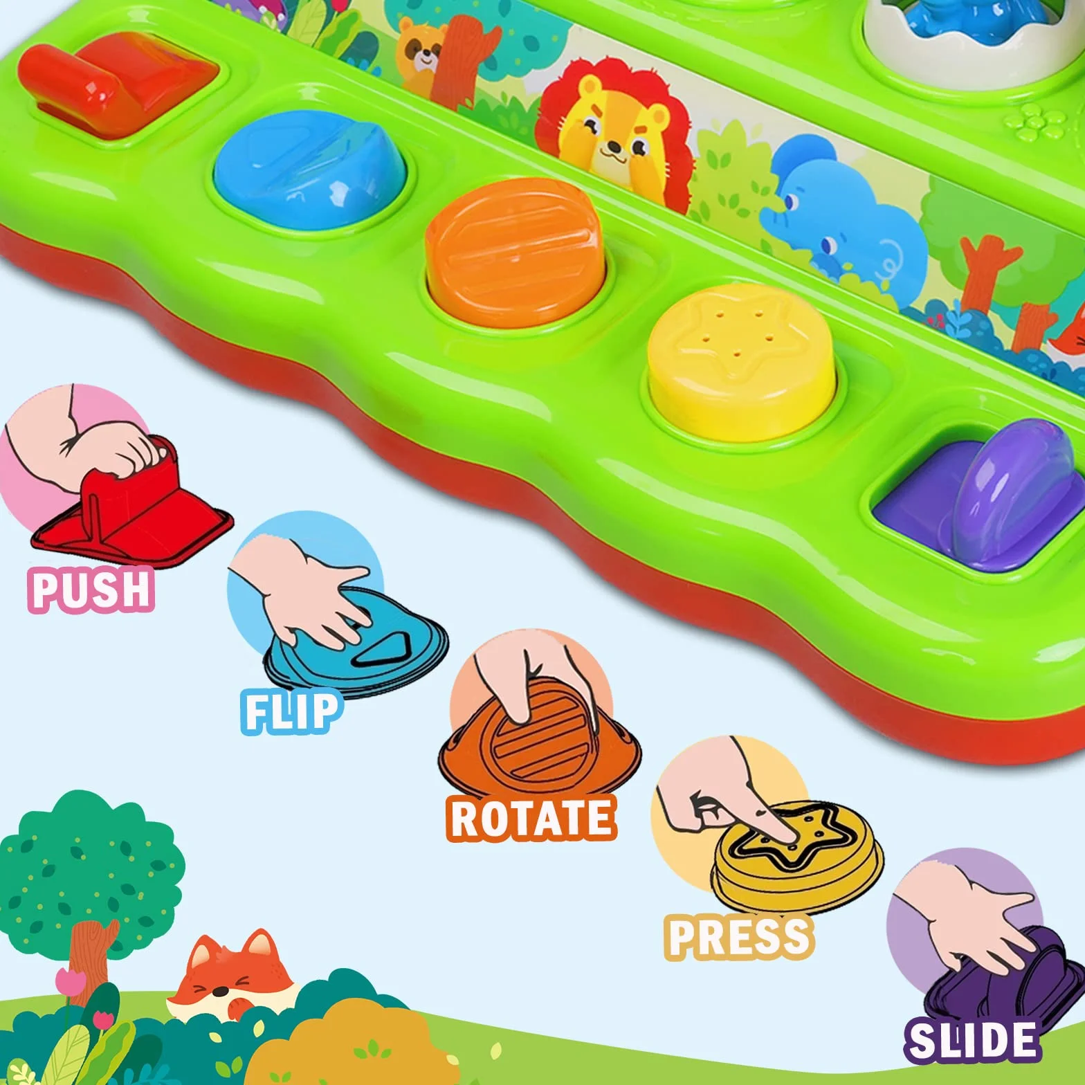 Jouet Montessori Pop-Up Bébé 1 an avec Musique Lumières Animaux Couleurs Jouet Éducatif Enfant 1-4 Ans Fille Garçon Cadeau Anniversaire Noël