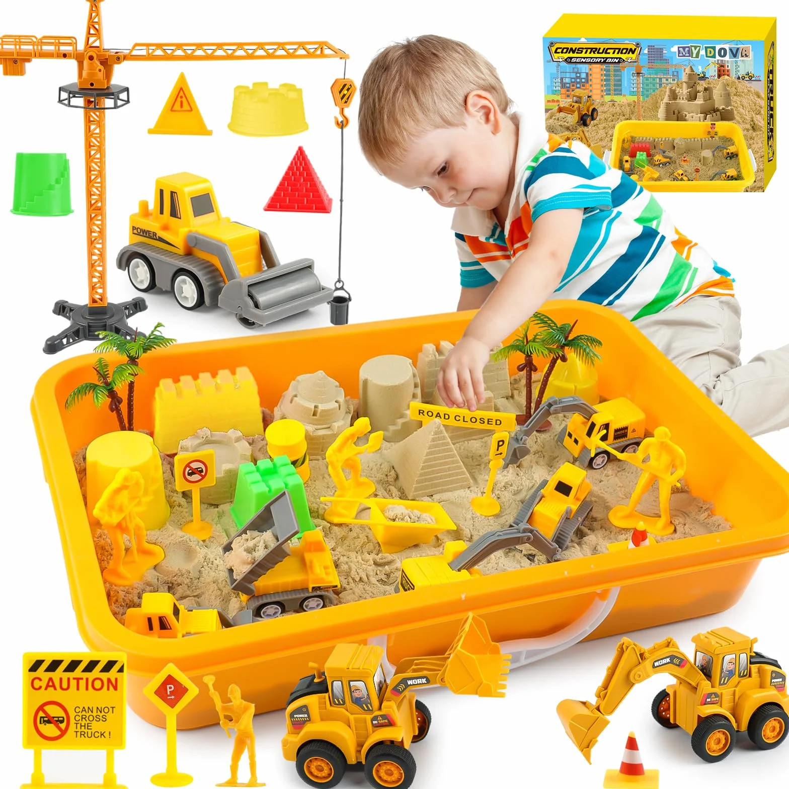 Magic Sand Jouet Sensoriel Bâtiment Sensoriel Jeu de Sable avec Camion pour Enfants 3 Ans et Plus