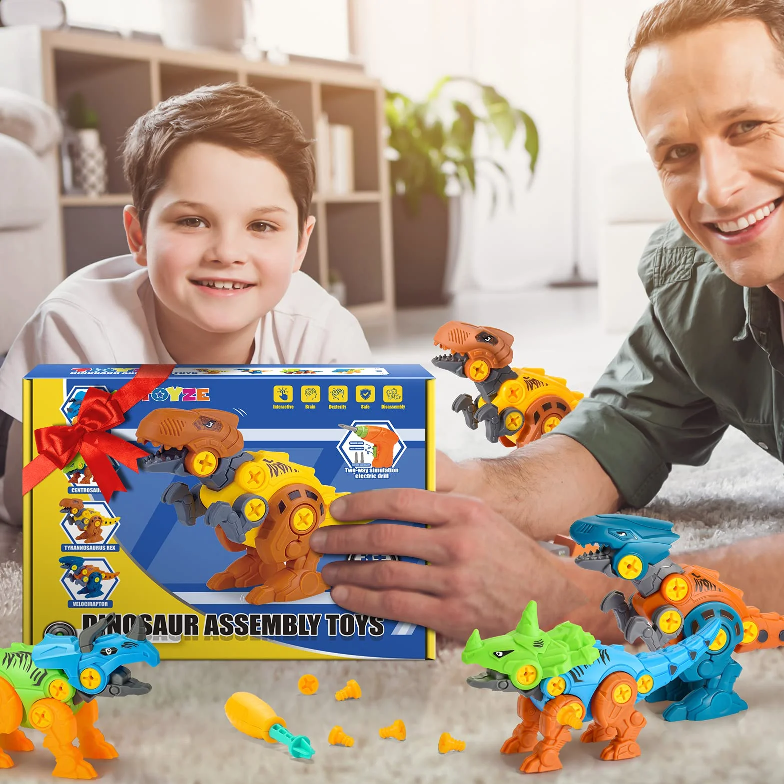 Toyzey Dinosaure Jouet Enfant 3-9 Ans Perceuse Télécommandé Cadeau Garçon