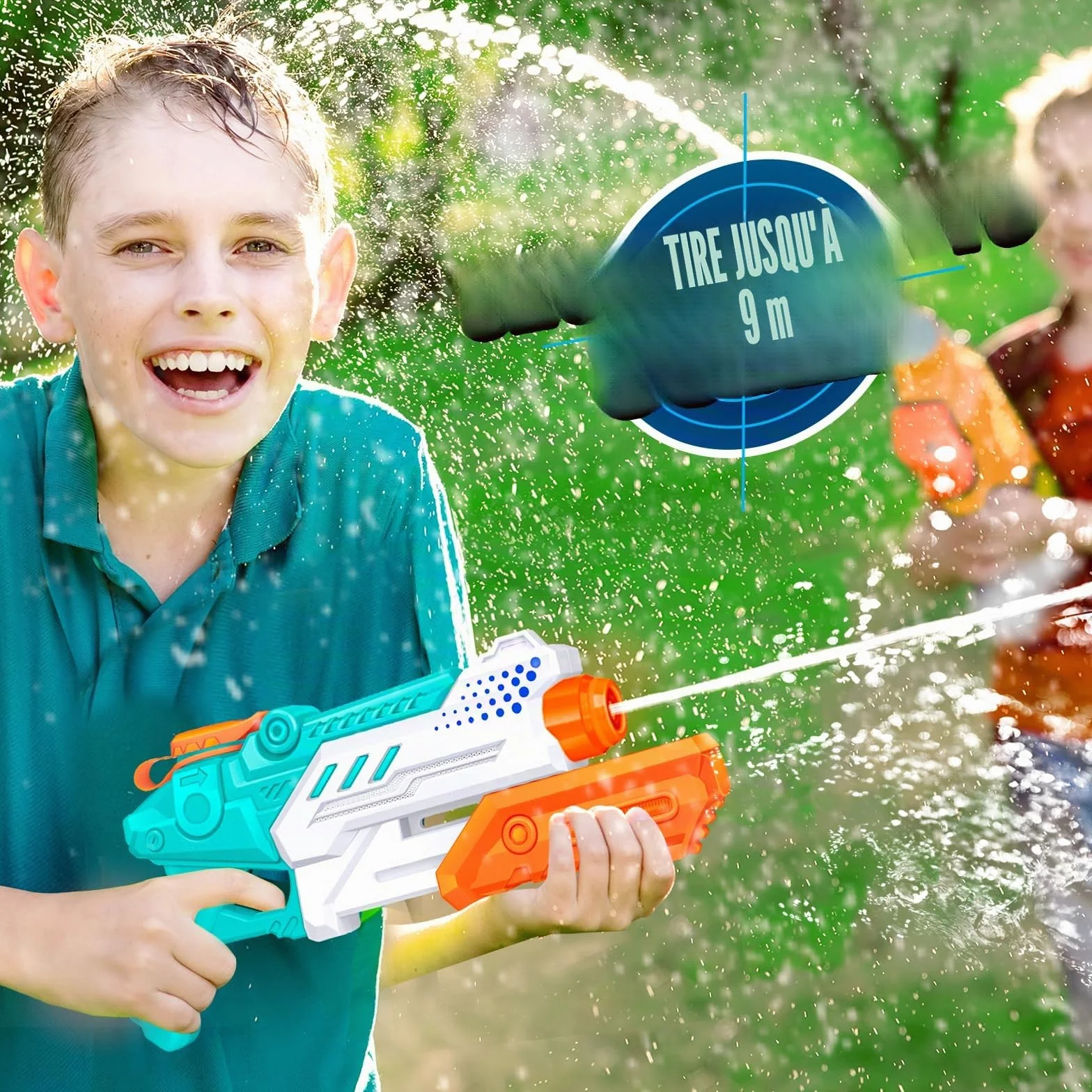 RONSTONE Lot de 4 Pistolets à Eau pour Enfants 300 ML Portée 7,5-9 Mètres