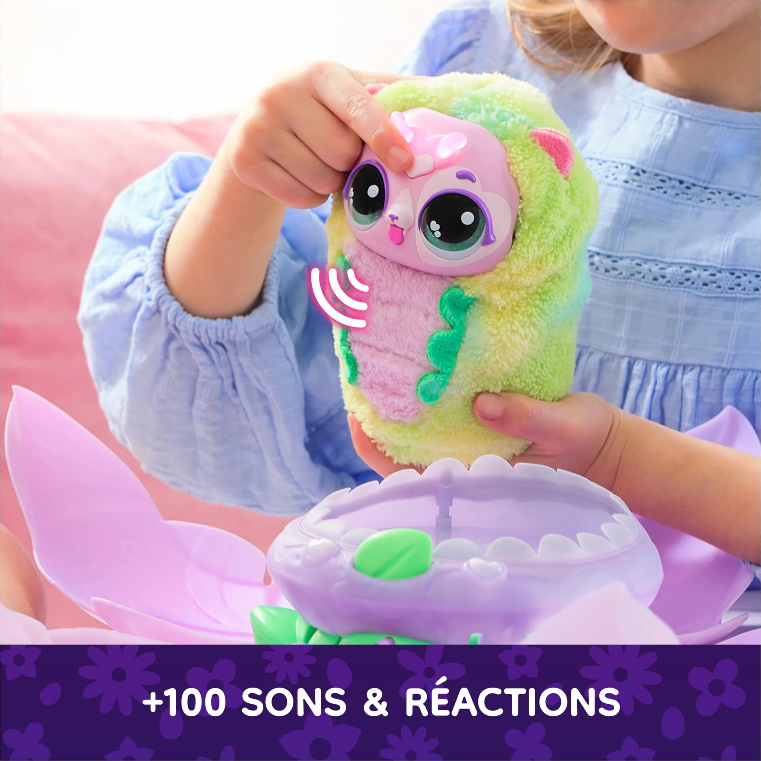 Hatchimals Bloomables Ma Fleur Magique PuppyFly Peluche Interactive 100 Sons & Réactions Jouet Enfant 5 Ans+