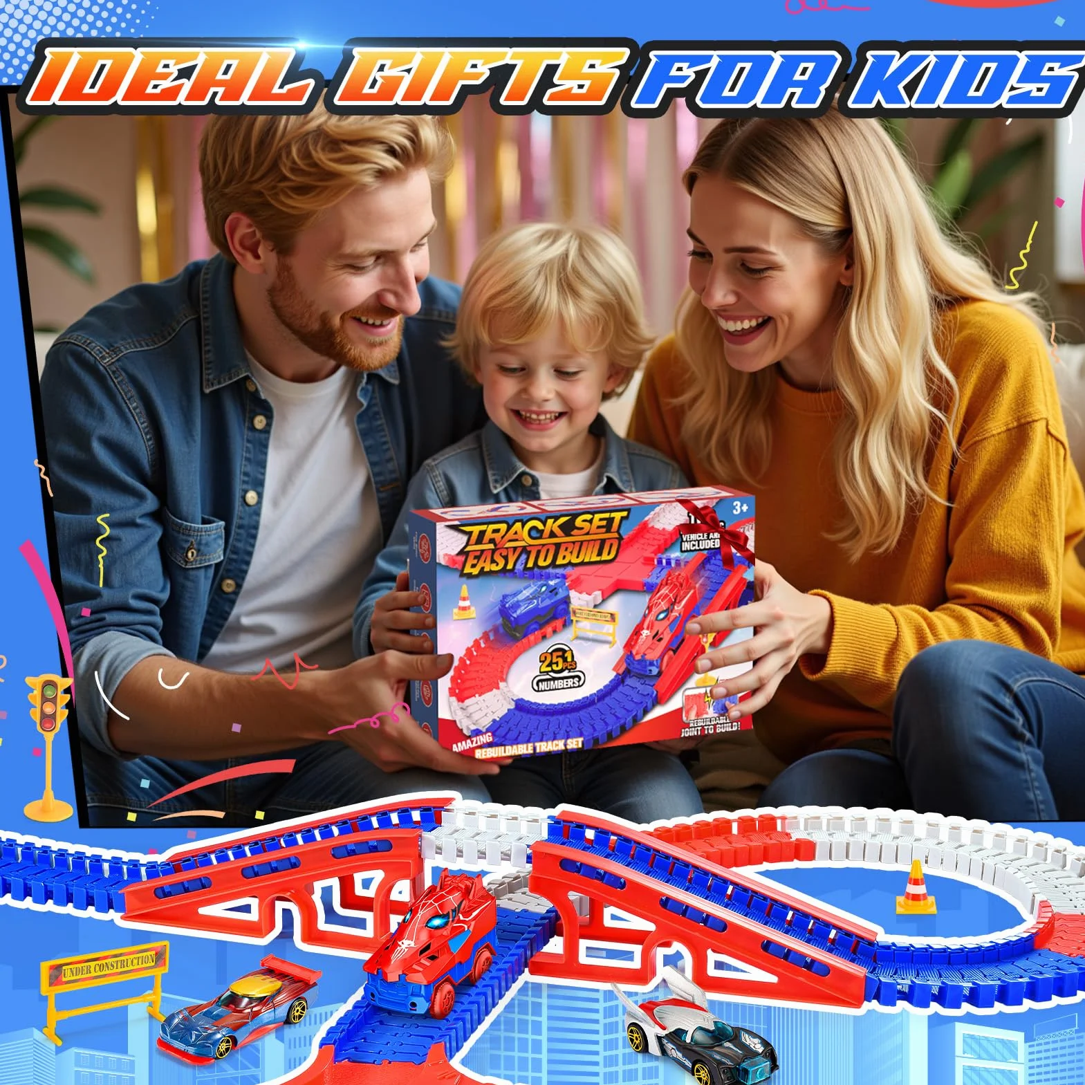 Circuit Voiture Enfant Garcon Fille 2-6 Ans Flexible Electrique Jeux