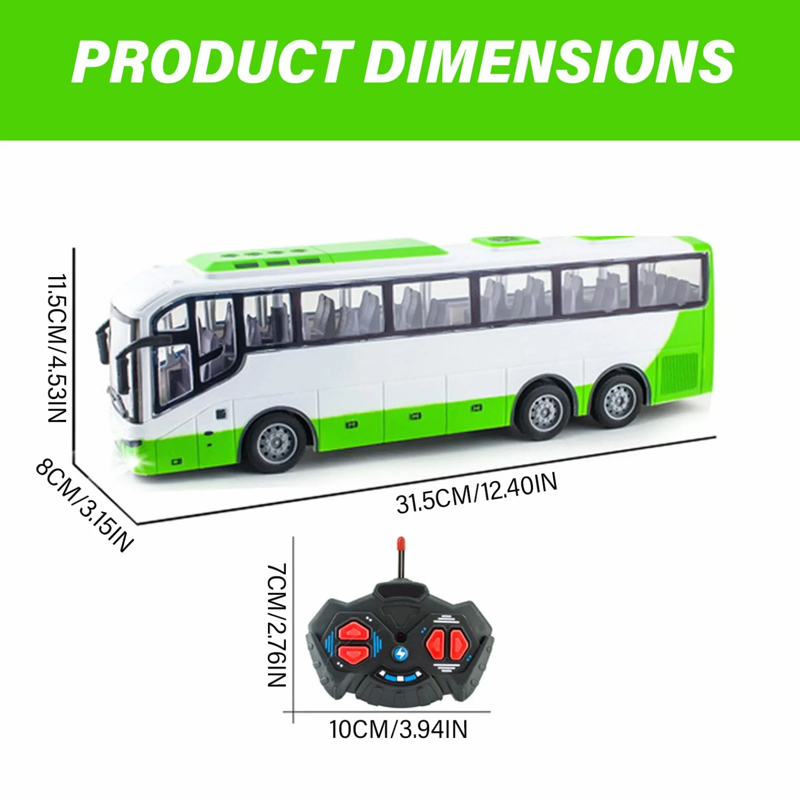 Bus Jouet électrique sans Fil 12 4 x 3 2 x 4 5 Pouces simulateur Tourisme réaliste échelle 1:30 télécommande