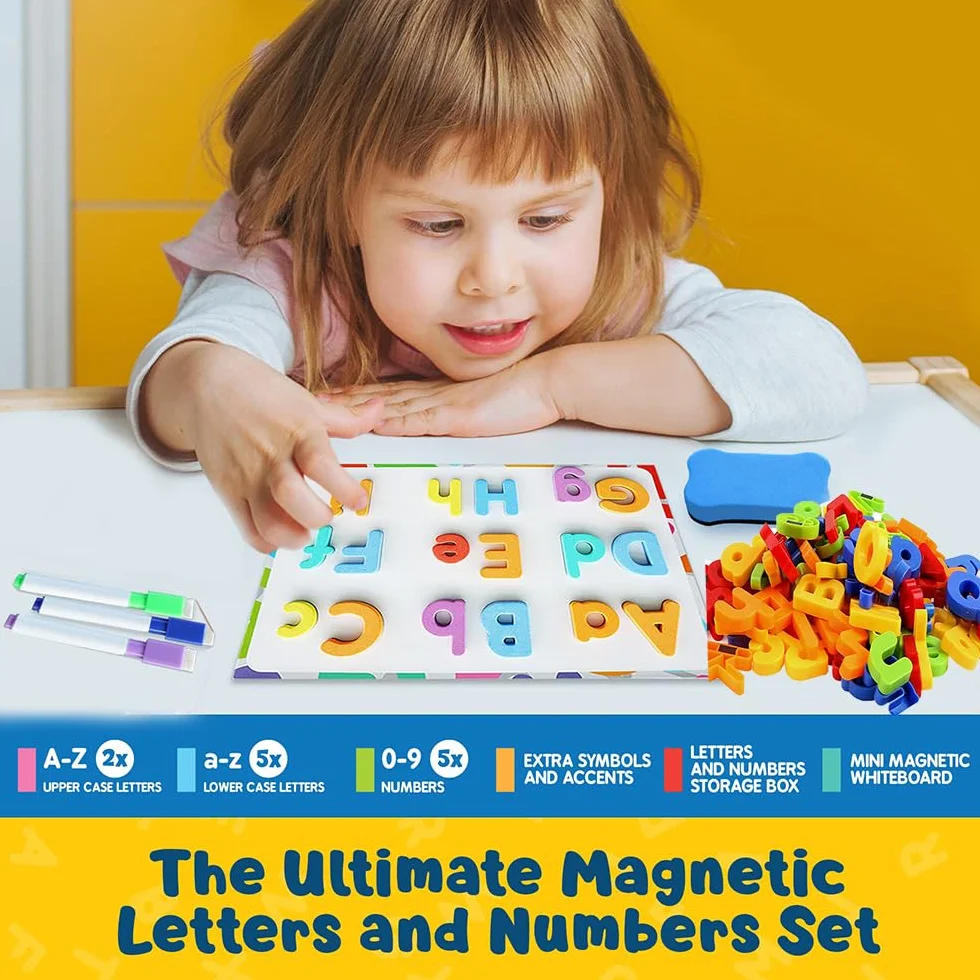 Magnétiques Lettres et Chiffres 108 Pcs Alphabet Aimants de Frigo Jouet éducatif Apprentissage Préscolaire