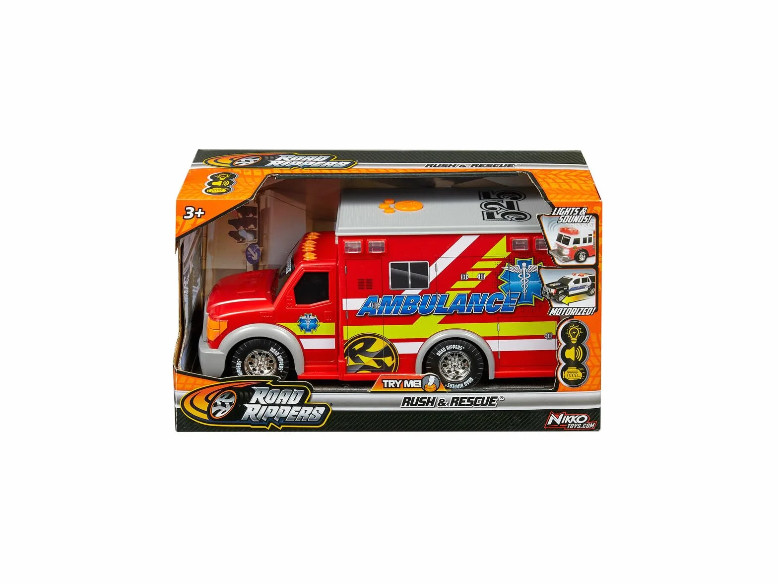 Nikko Road Rippers Voiture Ambulance Rush & Rescue avec lumière et sons