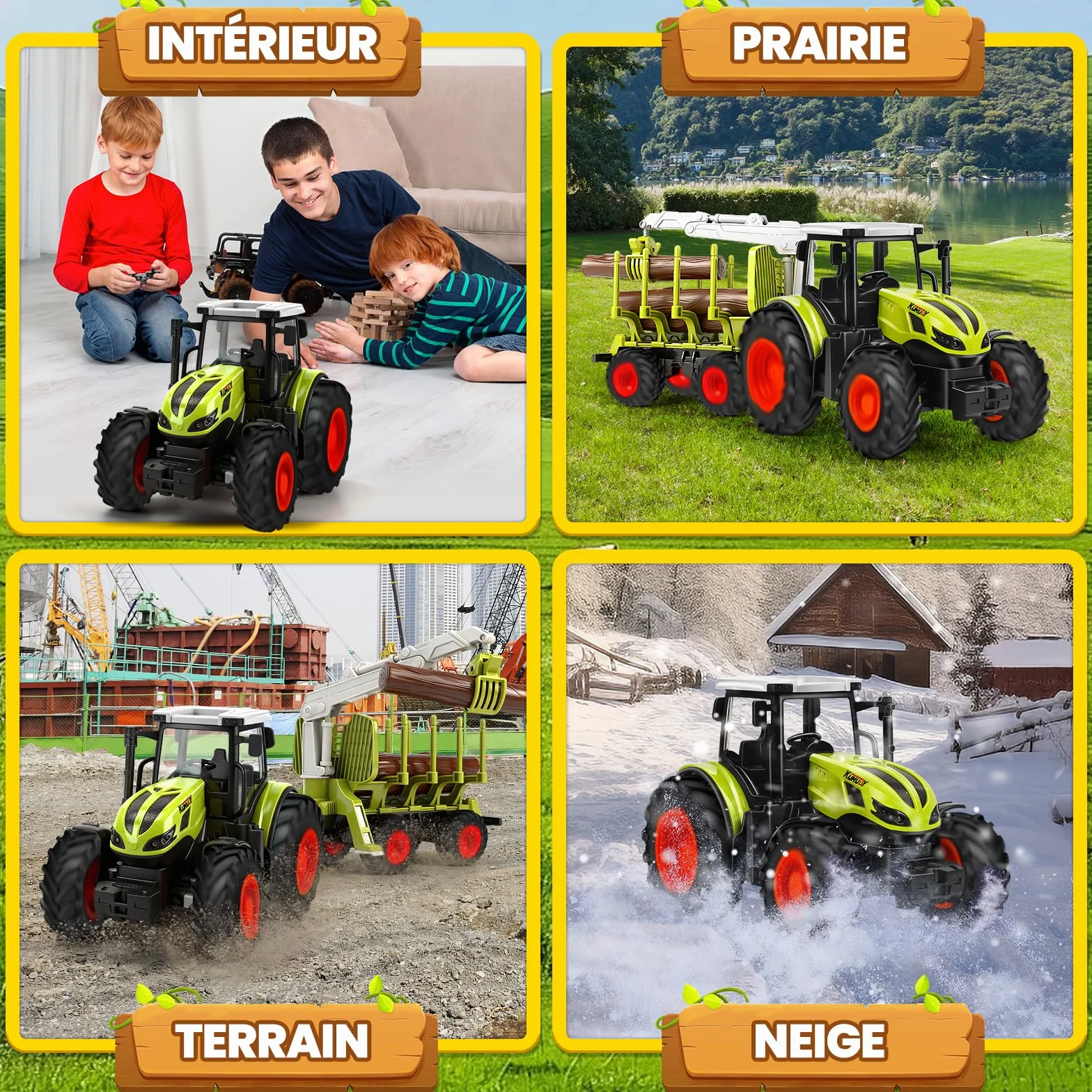 BuzzoXerex Tracteur Télécommandé Enfant avec Remorque Vache Jouet Ferme 3 4 5 Ans