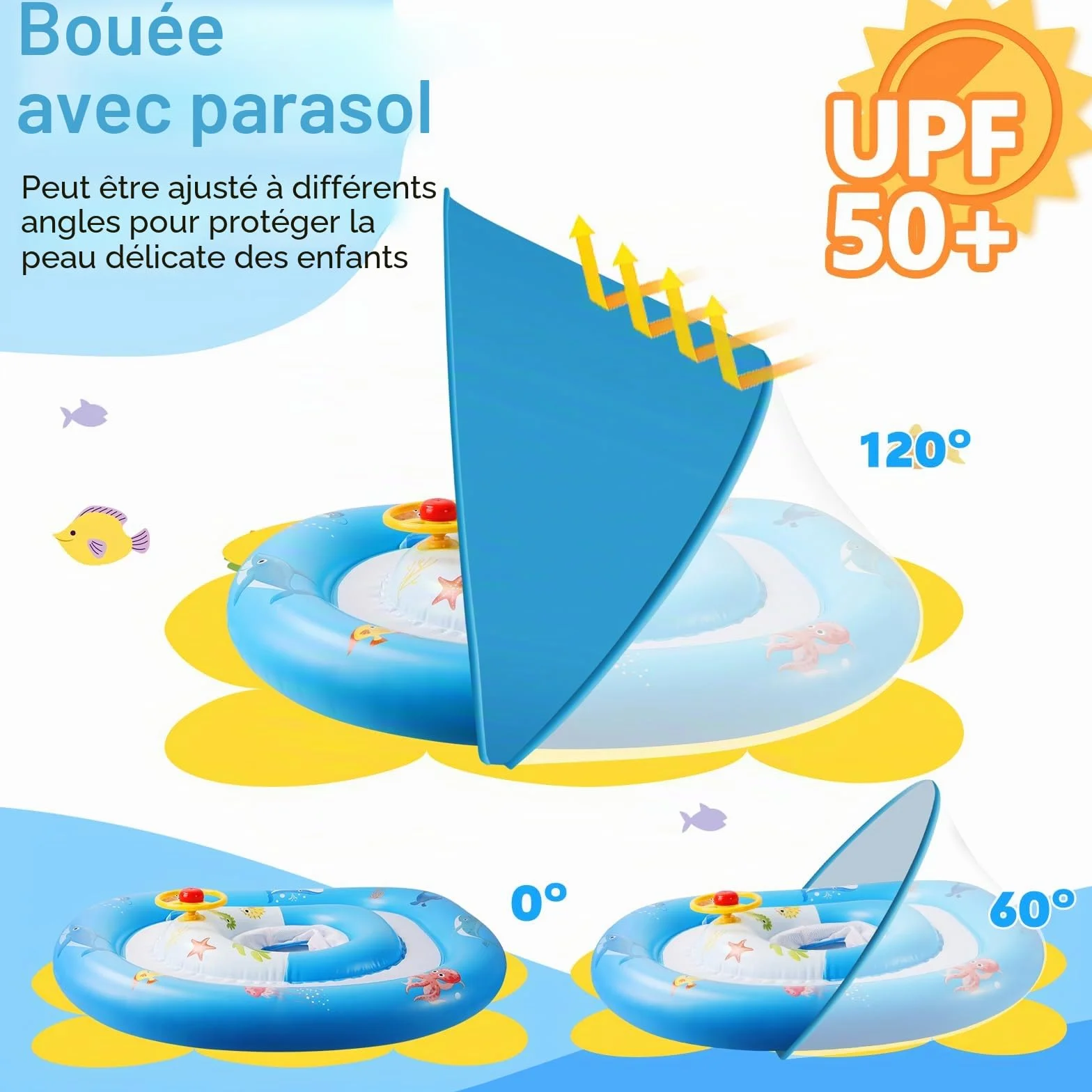 Bébé Siège de Piscine Gonflable avec Kit de Patch pour 6 Mois-3 Ans Rosa