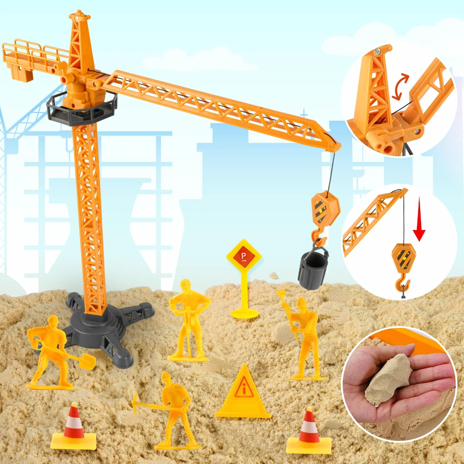 Magic Sand Jouet Sensoriel Bâtiment Sensoriel Jeu de Sable avec Camion pour Enfants 3 Ans et Plus