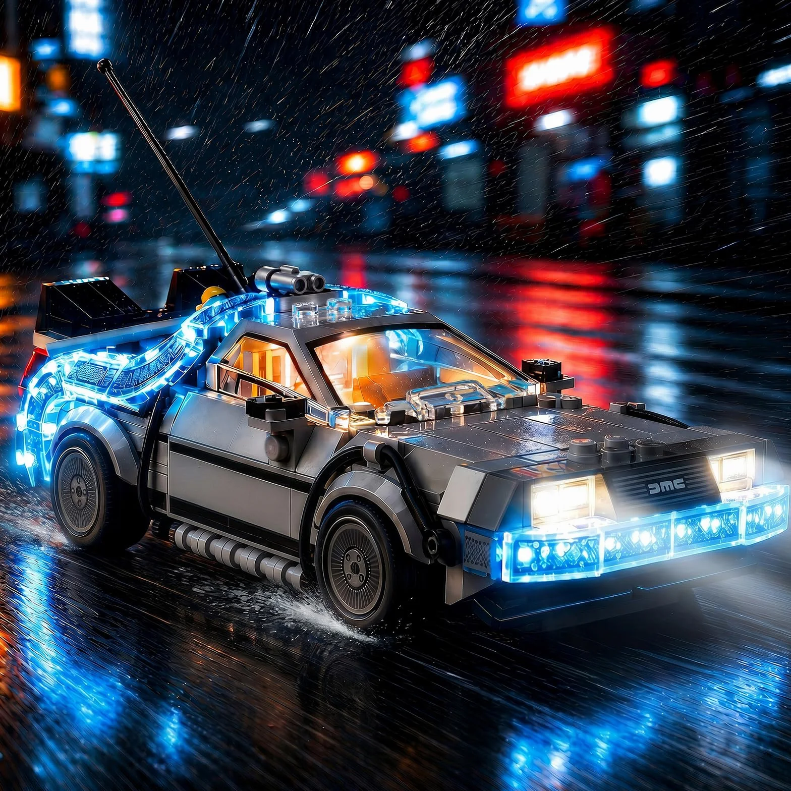 Kit d'éclairage LED Compatible Lego Speed Champions 77256 Retour vers le Futur