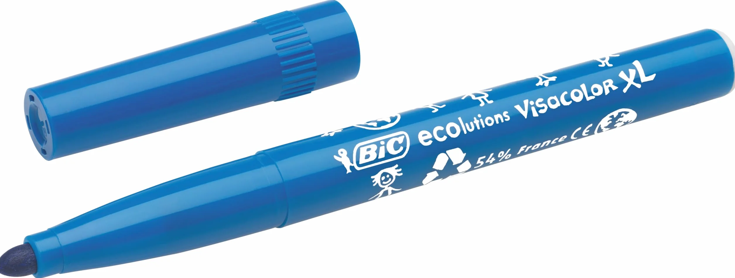 BIC Kids Visacolor XL Feutres de Coloriage à Pointe Large, Lavables, Encre à base d'eau, Pot de 48