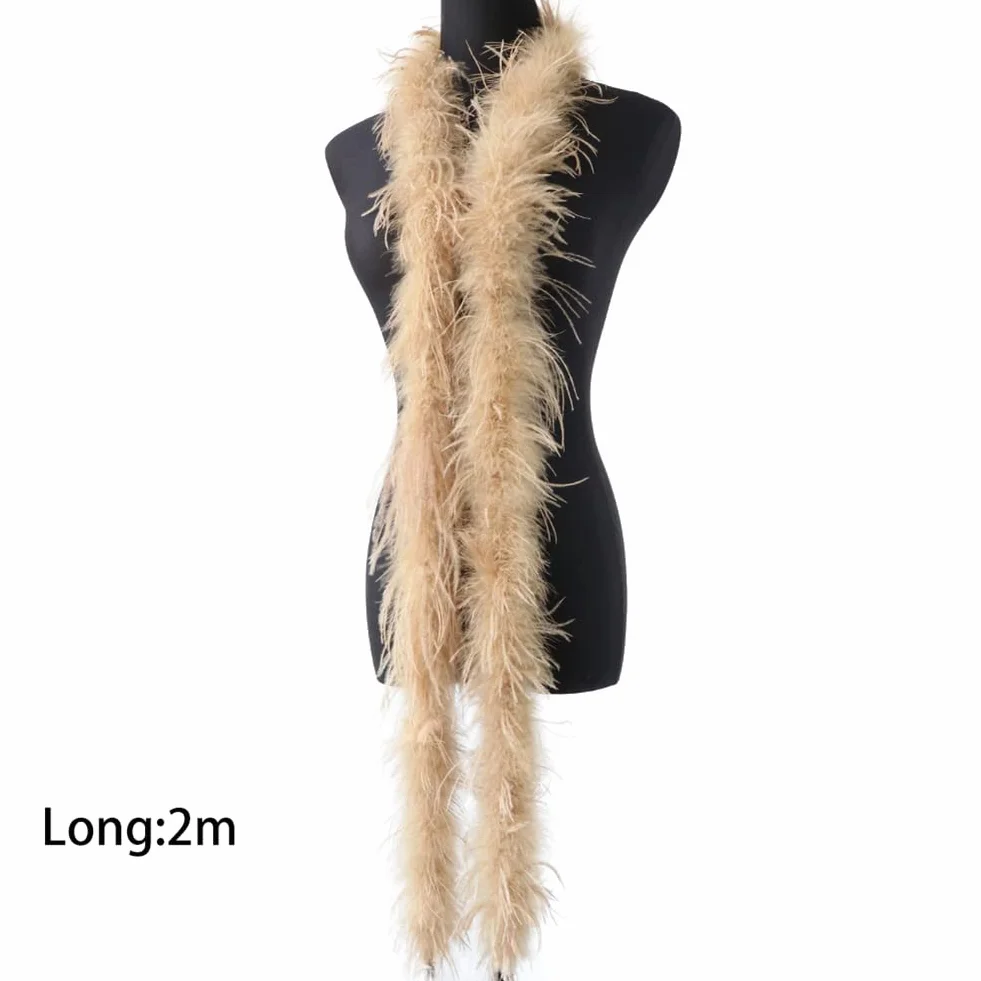 Surakey Boa de Plumes 2m Écharpe en Plumes Charleston Accessoire Femme Naturel Plumes D'autruche Longue Ceinture de Plumes Rose Foncé