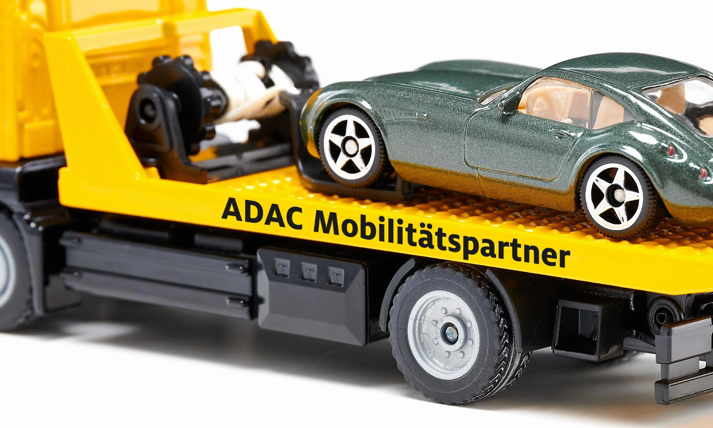 SIKU 2722 Man Remorqueuse ADAC Voiture Jouet 1:55 Métal Plastique Jaune Treuil Extensible Plate-Forme Transport Basculante