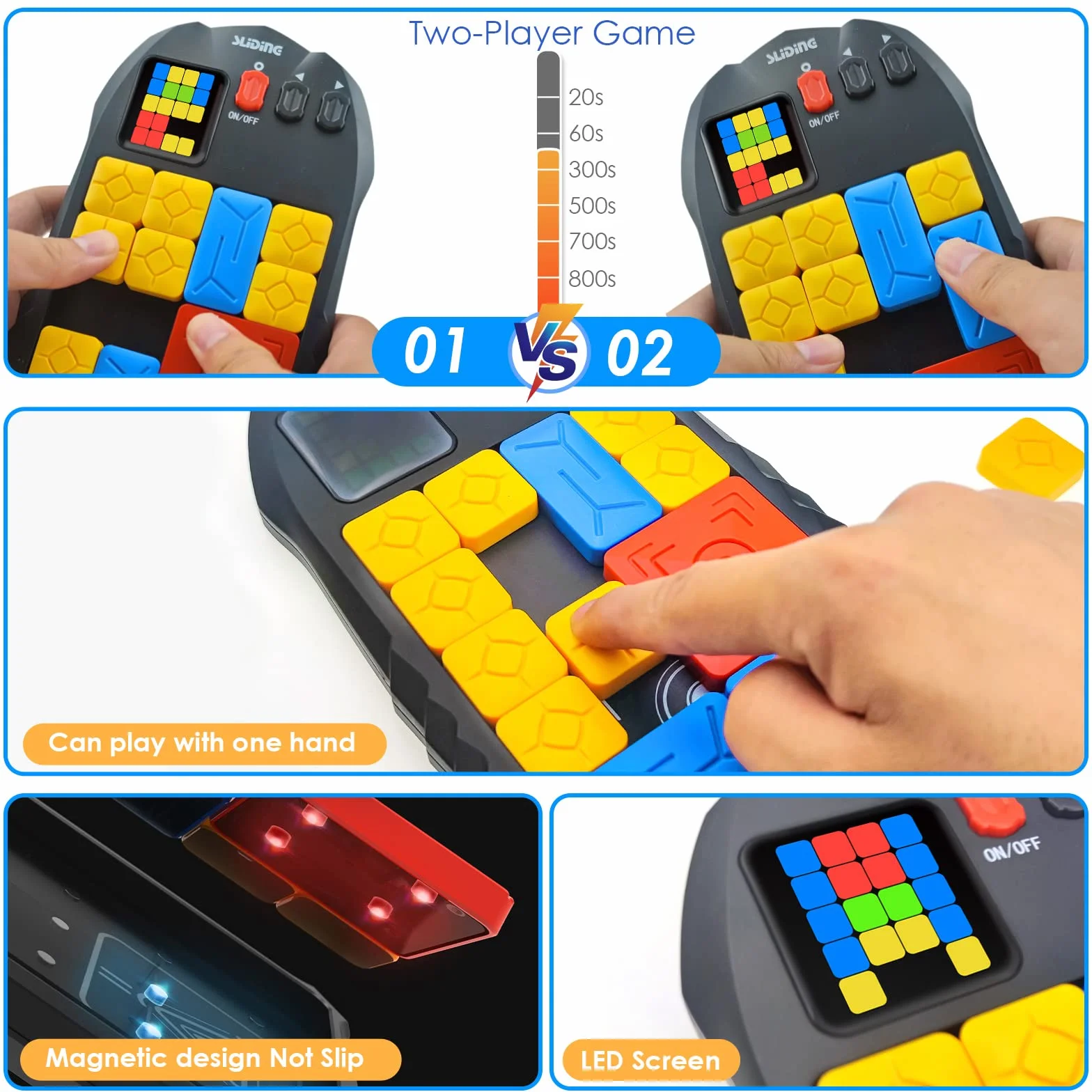 Super Slide Puzzles Casse-tête électronique de Poche 500+ Niveaux Jeu de Réflexion