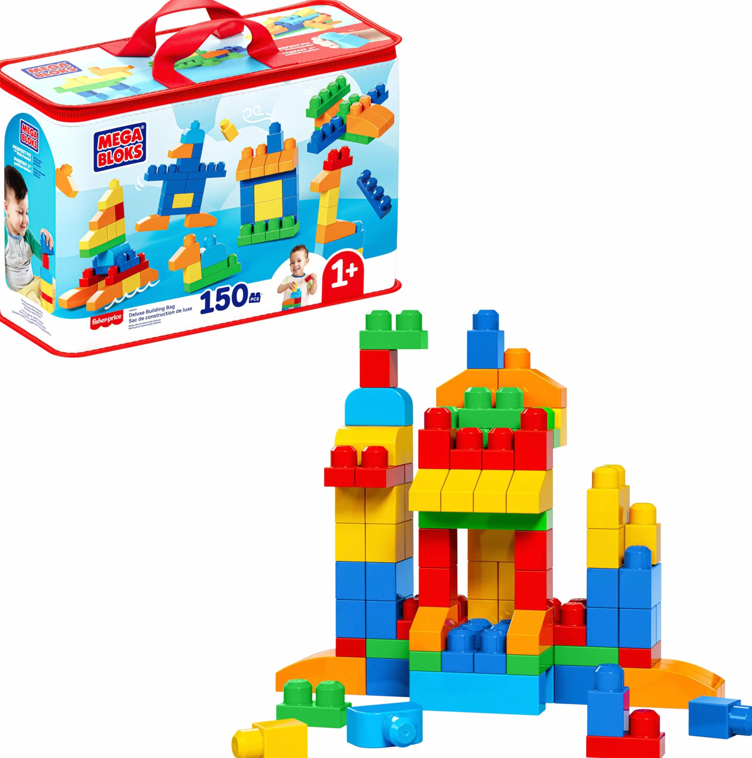 Mega Bloks Sac Blocs Construction Deluxe 150 briques jouet bébé enfant 1-5 ans CNM43