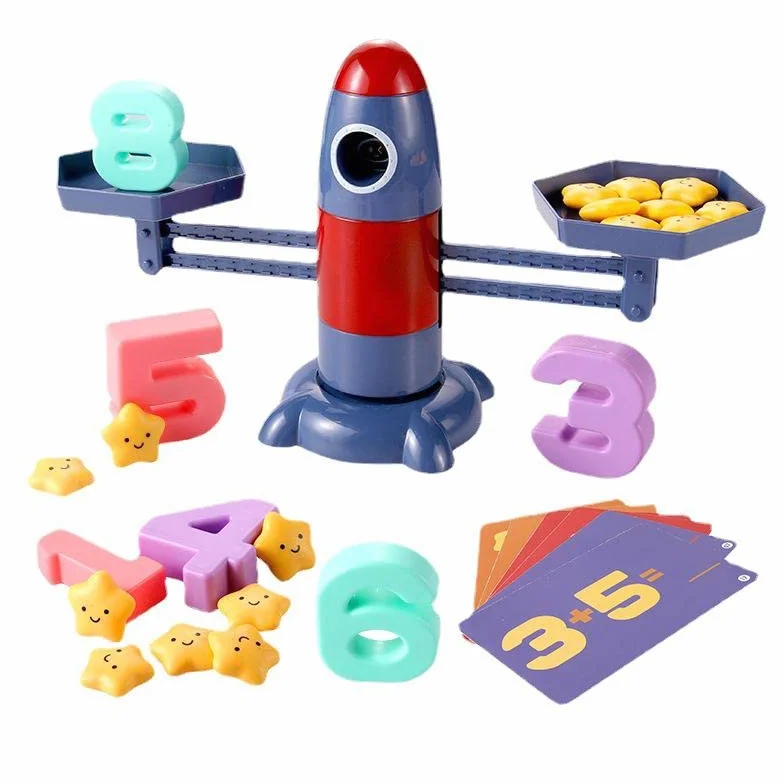 MagiDeal Fusée Balance Échelle Math Nombre Apprentissage Jouet Montessori Éducation Enfants