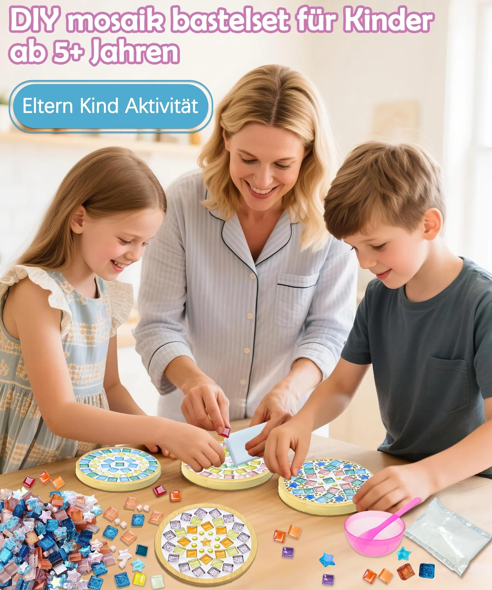 Kit Mosaïque Adulte DIY Bois Dessous de Verre Loisirs Créatif Cadeau Enfants 5+