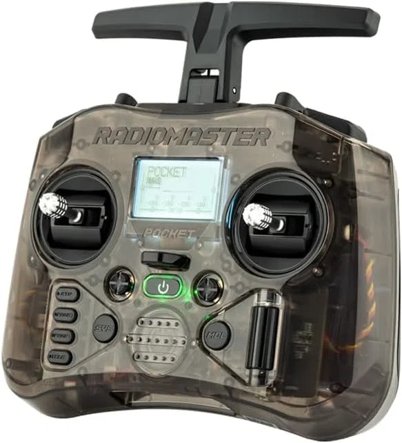Radiomaster Pocket Hall Gimbal EdgeTX Émetteur Télécommande Portable Léger Lumière LED Intégrée Antenne Pliable (Cc2500 Mode 2 Charbon)