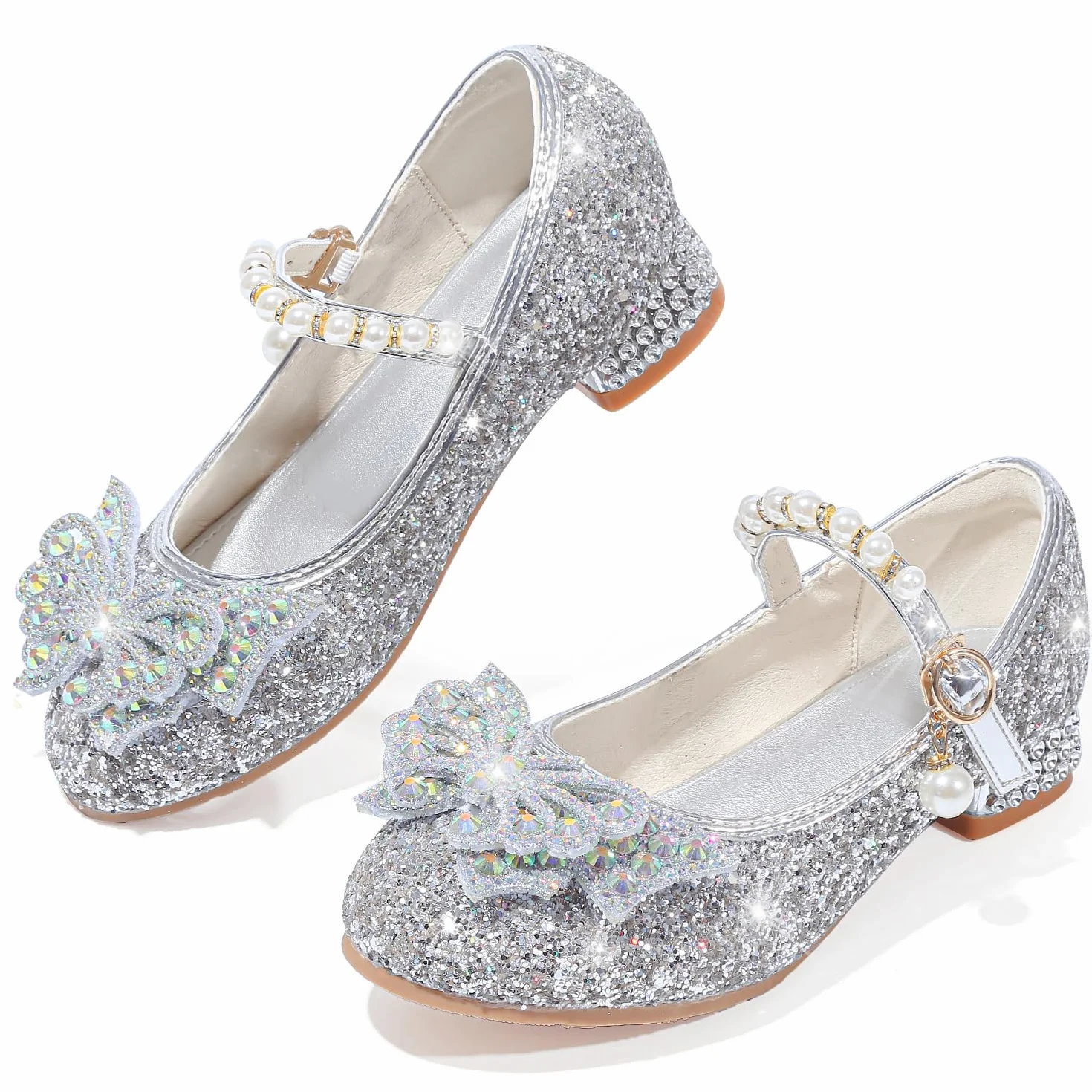 Chaussure Princesse Fille Talon Paillettes Chaussures Danse Enfant Déguisement Cosplay Mariage