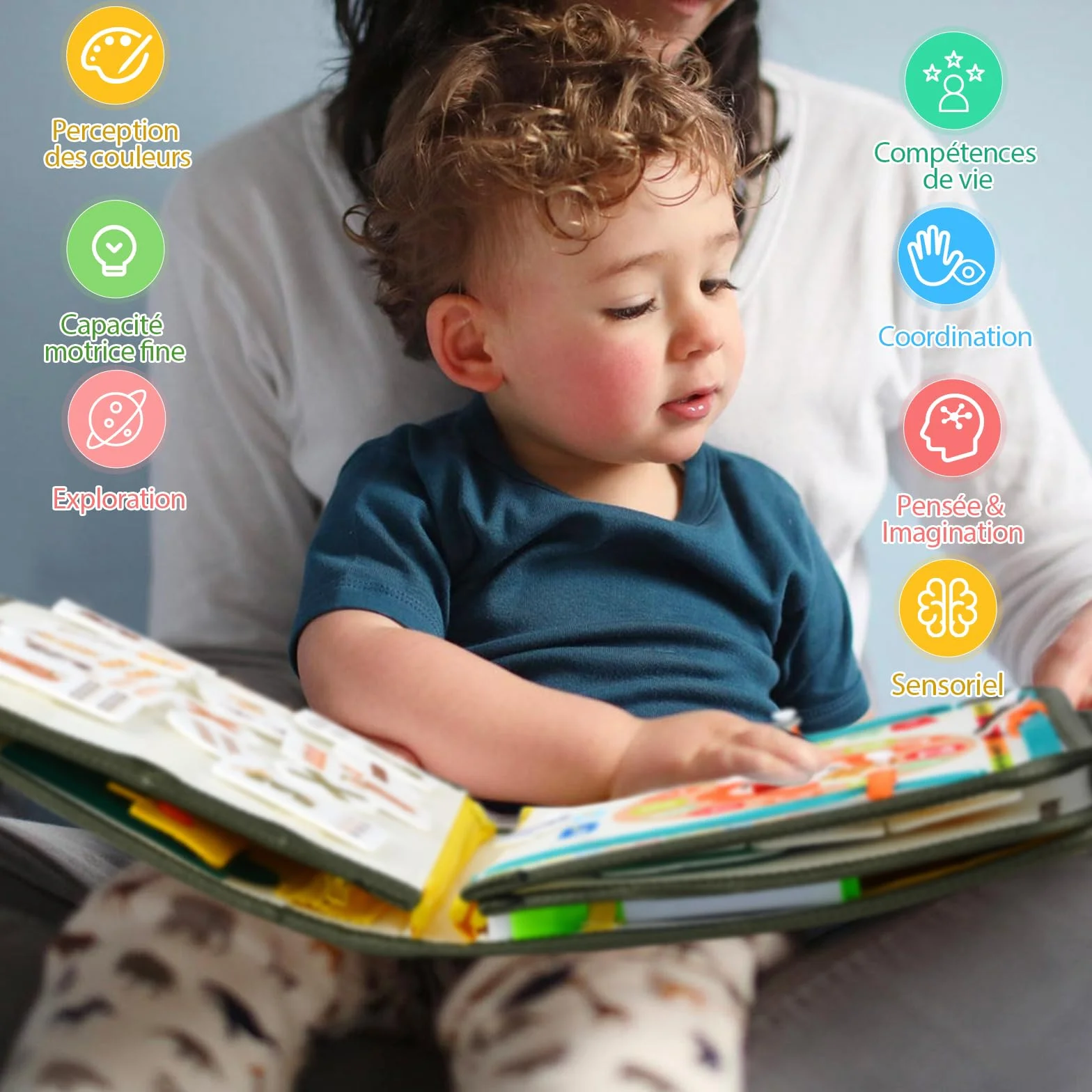 Française Busy Board Montessori 3 Ans 8 en 1 Jouets Éducatifs d'Activité Développement Cadeau Enfant Garçon Fille 3-5 Ans