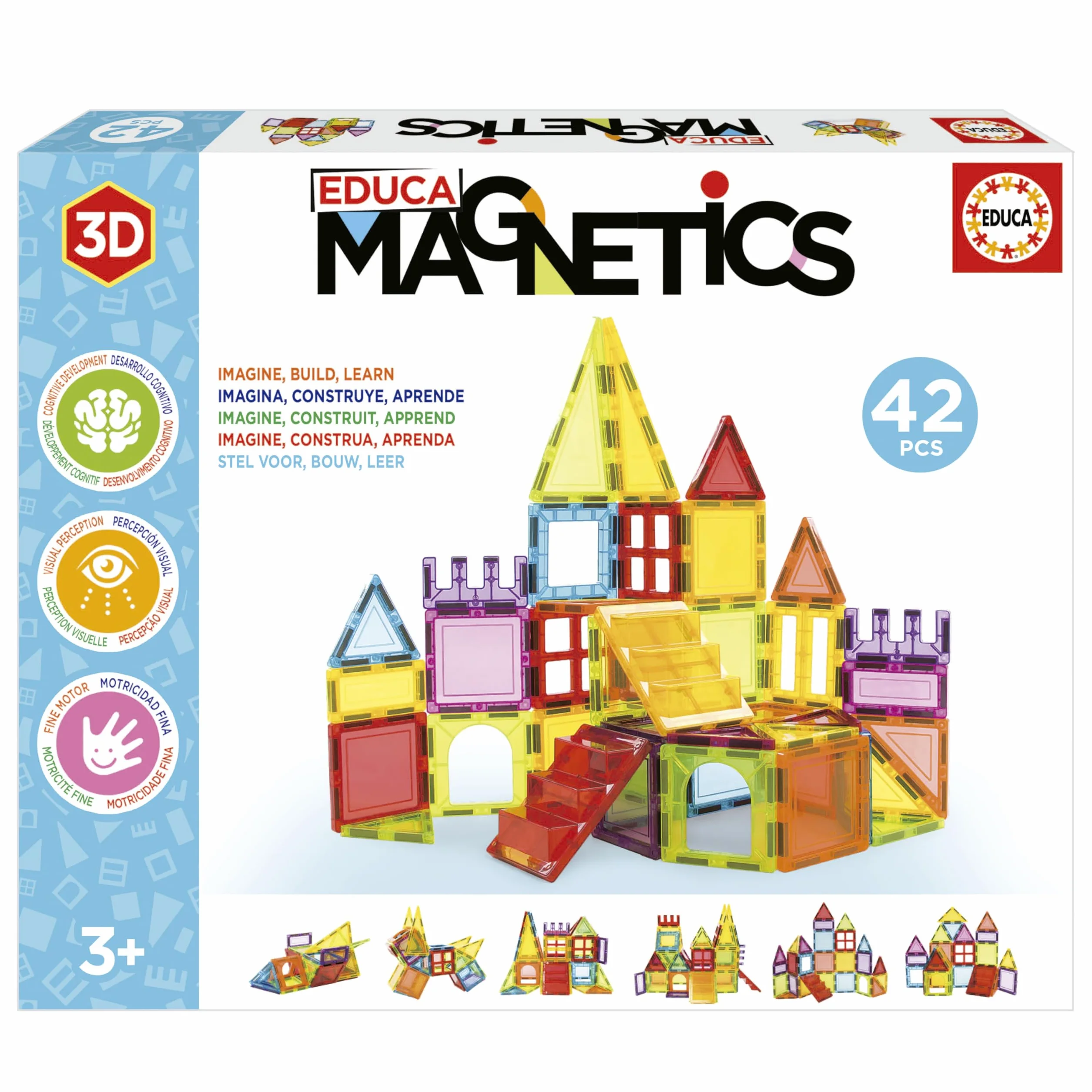 Educa Magnetics Jeu éducatif de Construction 3D magnétique 42 pièces Enfants