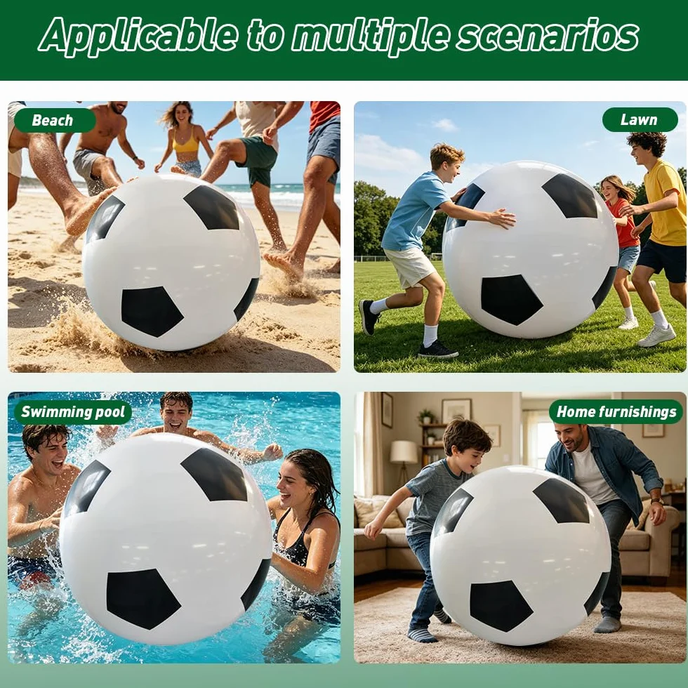 Ballon de football gonflable géant en caoutchouc robuste 100 cm jouet de plage été