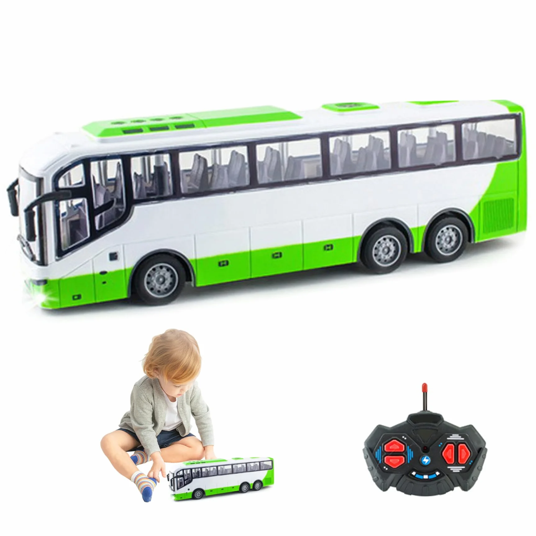 Bus Jouet électrique sans Fil 12 4 x 3 2 x 4 5 Pouces simulateur Tourisme réaliste échelle 1:30 télécommande