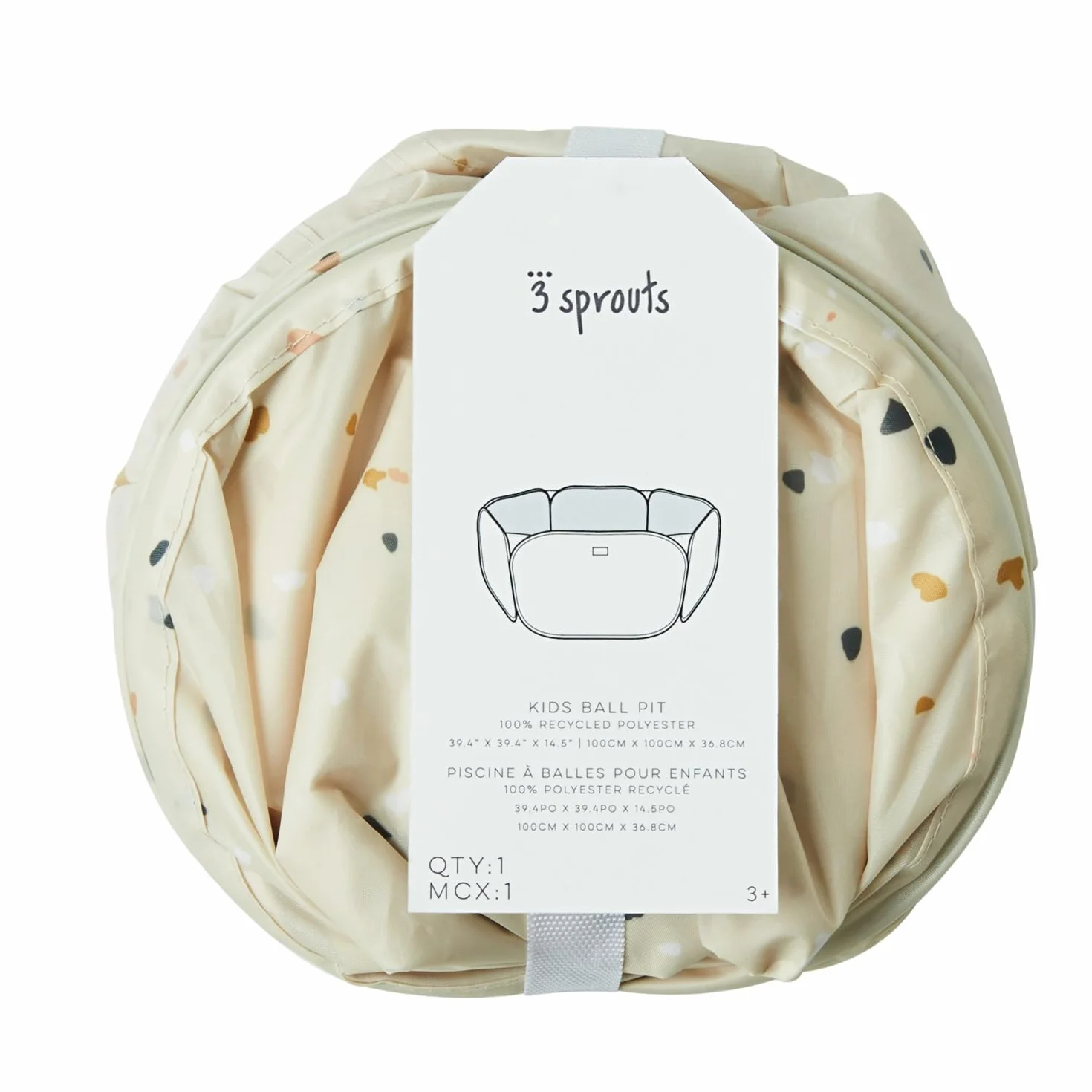 3 Sprouts Piscine à balles pour Enfants Terrazzo Beige Tissu Durable