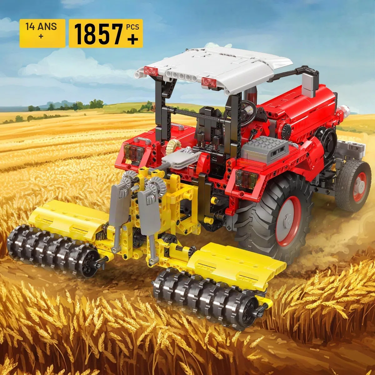 Mould King 17064 - Tracteur de génie télécommandé de haute technologie avec chariot élévateur et 6 moteurs, 3 en 1, modèle de grand tracteur, chariot élévateur (1857 pièces)