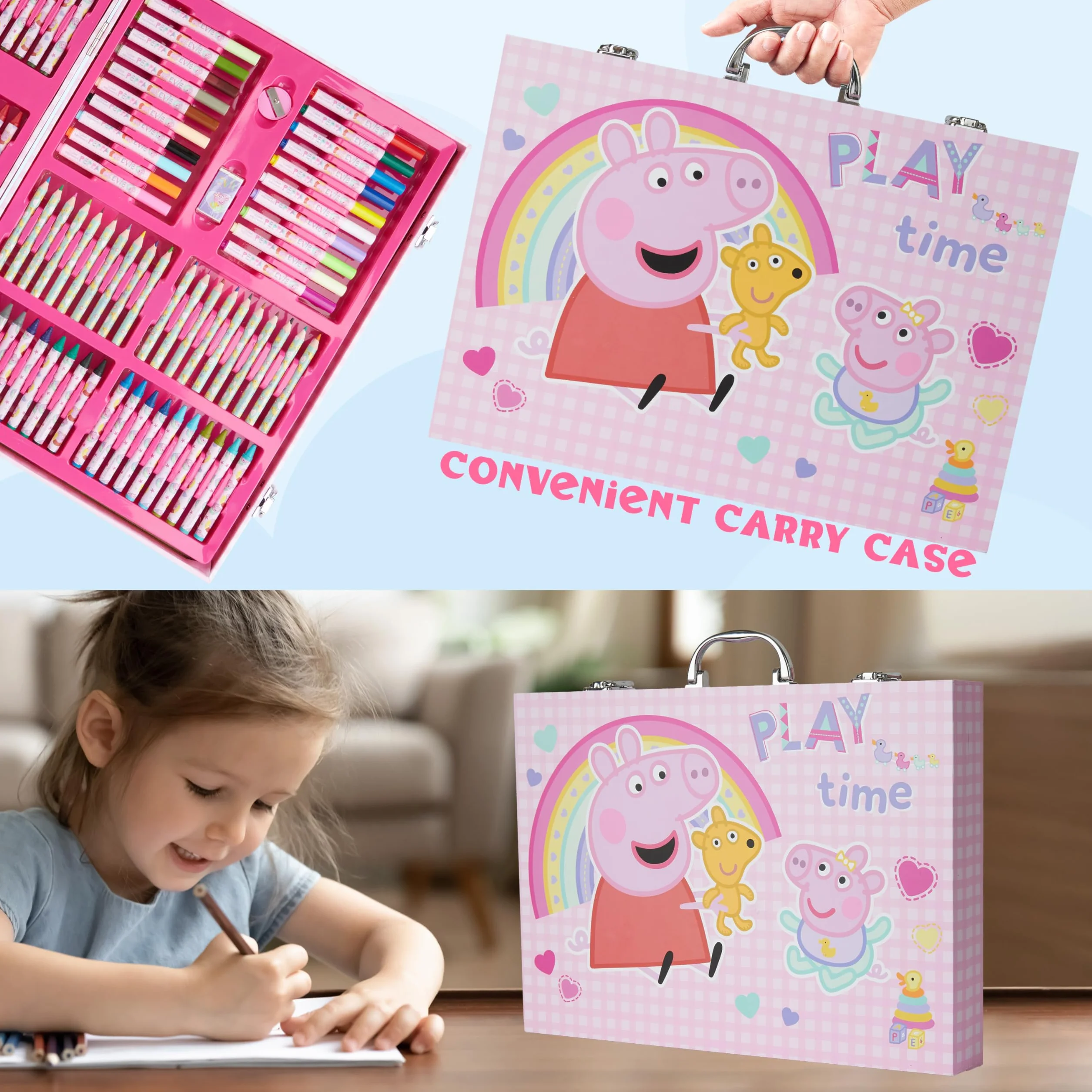 Peppa Pig Coffret Coloriage Enfant 137 Pièces Kit Papeterie Loisirs Créatifs