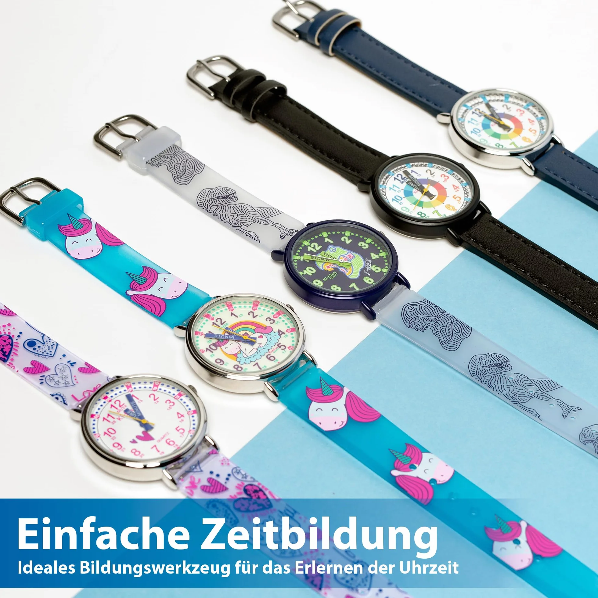 Kiddus Montre Enfant Fille Garçon 5 Ans, Montre Éducative Analogique Aiguilles, Apprentissage Heure, Mouvement Japonais