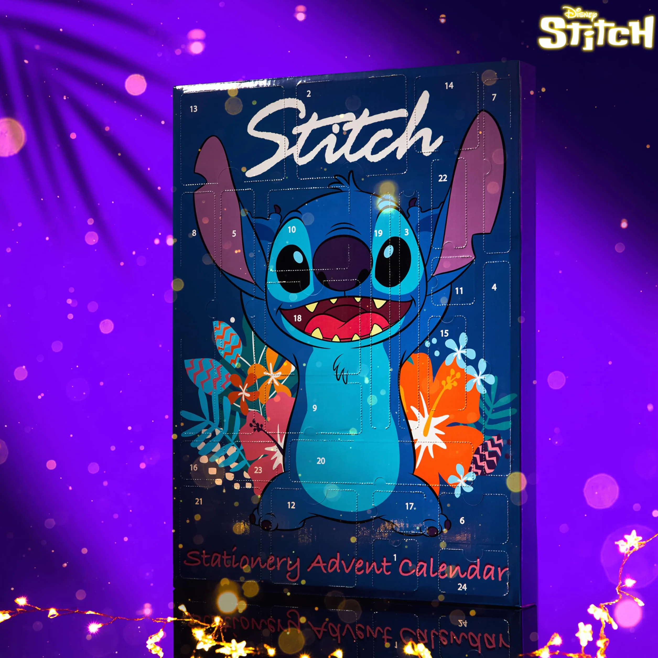 Disney Stitch Calendrier de l'Avent 2025 24 Surprises Papeterie Original Accessoires Kawaii Collier Porte-clés Stylo Bleu