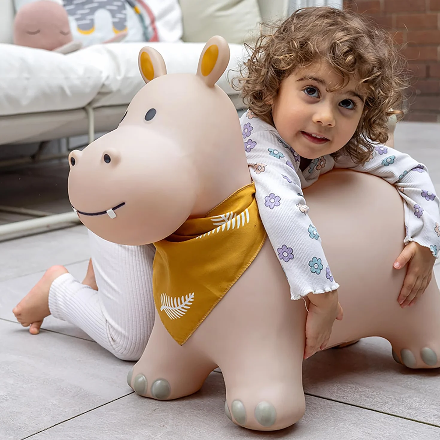 Kindsgut Animal Sauteur pour Enfants Hippo avec Pompe à Air