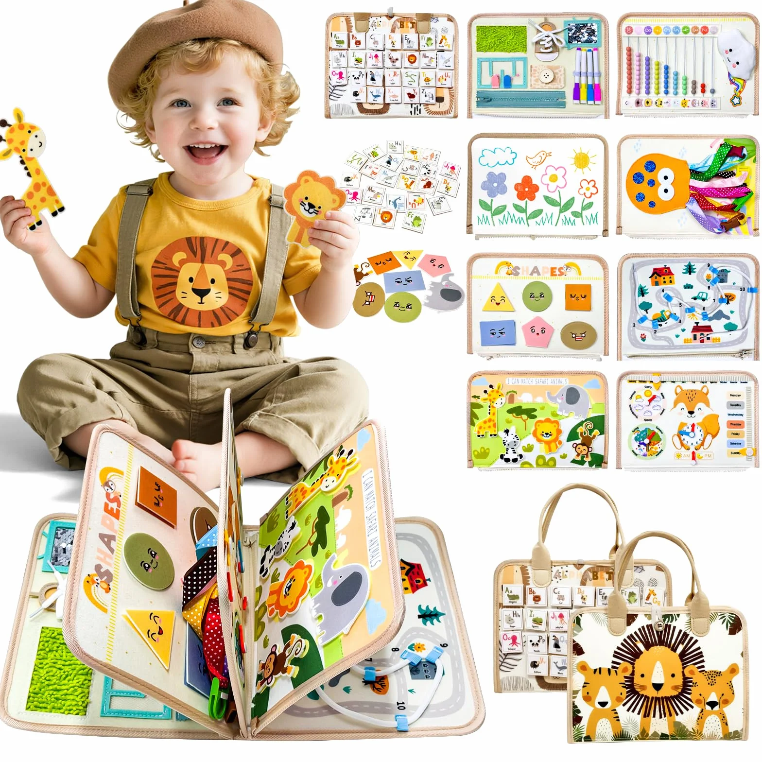 Busy Board Montessori Jouet Enfant 2 Ans Jeux Voiture Voyage Livre Bebe Cadeau Fille
