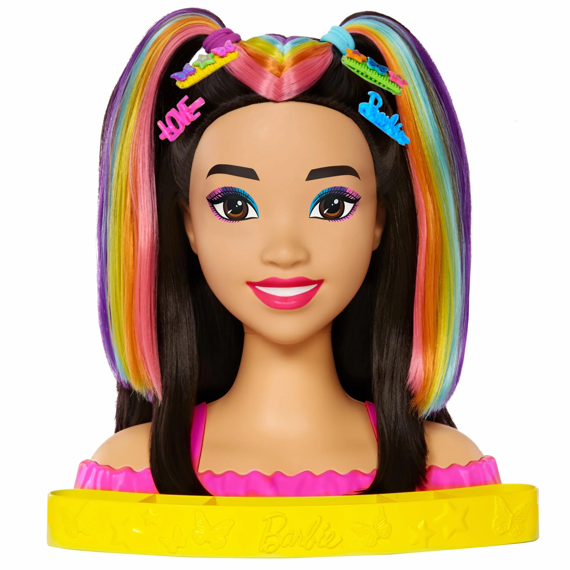 Barbie Tête À Coiffer Ultra Chevelure Cheveux Noirs Lisses Mèches Arc-en-Ciel 22 Accessoires Color Reveal Jouet Enfant 3 Ans HMD81