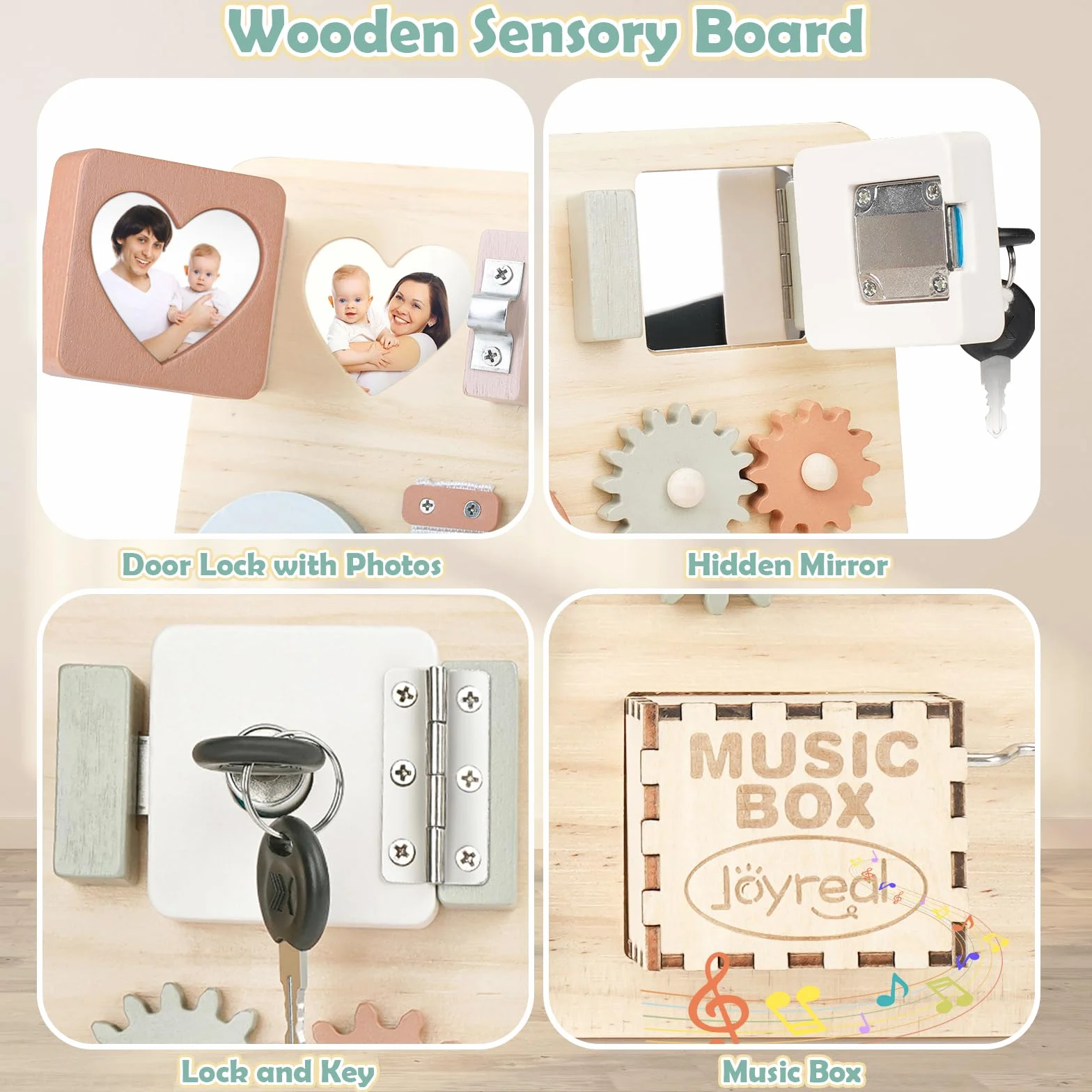 Joyreal Busy Board Montessori - Planche Activité Sensoriel Parcours Motricité Bébé Jeux Educatif Jouet Enfant