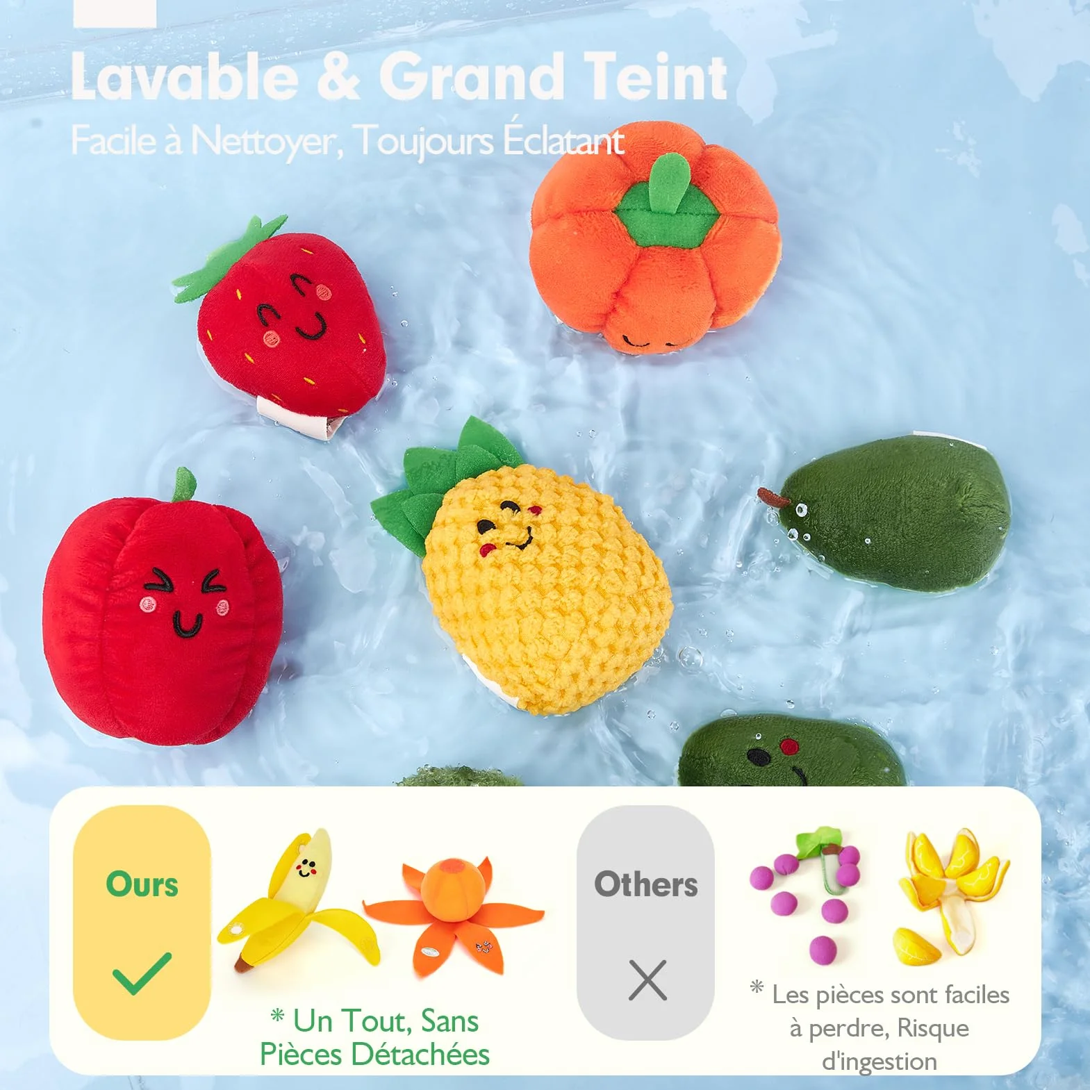 hahaland Jouet Bebe 6 Mois Eveil 6-12 Mois, 16 Pièces Fruits Legumes Peluche Panier, Sensoriel Montessori Cadeau 1 an Garçon Fille