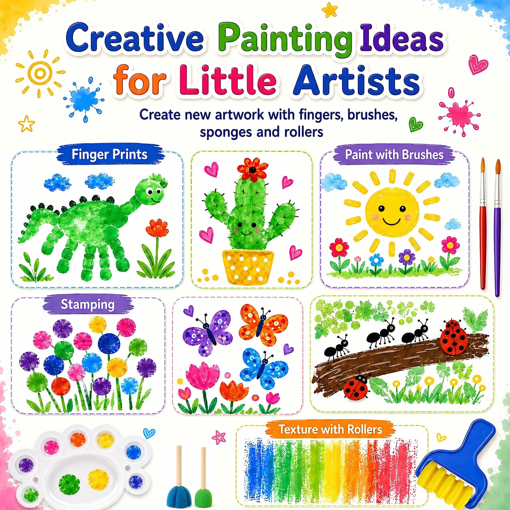 Kit Peinture aux Doigts Enfant 12 Couleurs 35 ml Lavable avec Pinceaux Éponges Palette Seau Pliable Tabliers Cadeau Garçon 6-8 Ans Bleu