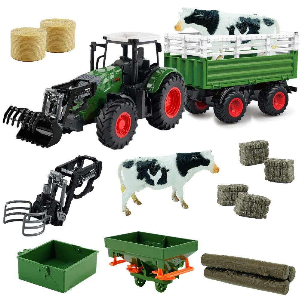 Véhicules de Tracteur agricole Remorque avec poignée Ronde Épandeur d'engrais Balle de Lait Jouets agricoles