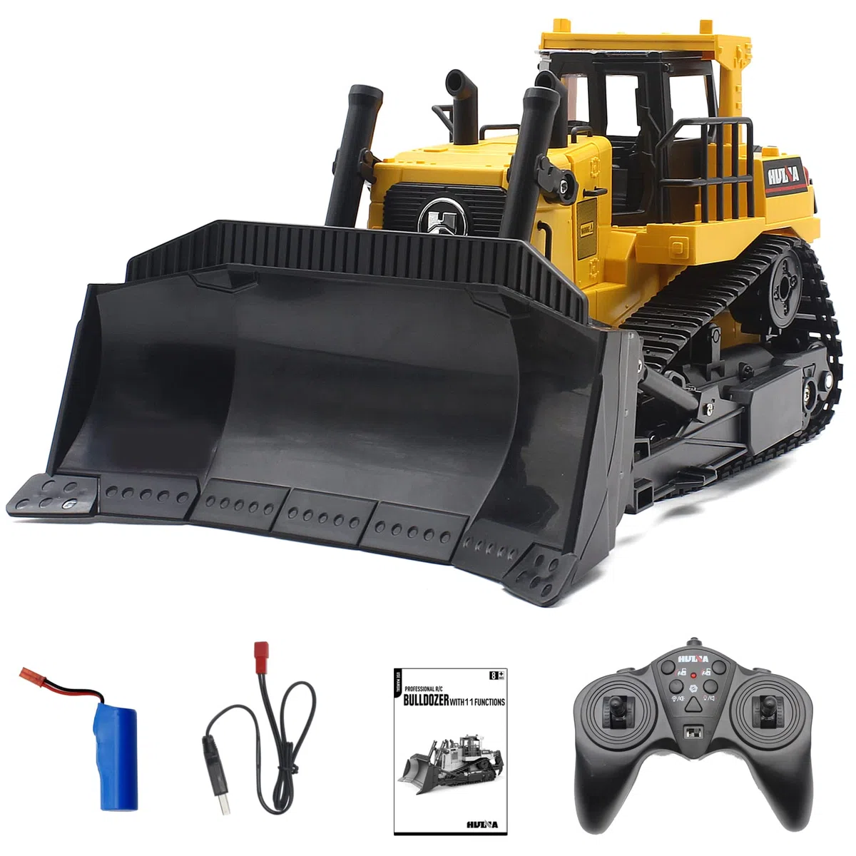 Mostop Jouet bulldozer RC échelle 1/16 9 canaux RC Tracteur à chargement frontal entièrement fonctionnel 2,4 GHz Télécommande Bulldozer Véhicules de chantier RC Jouet Cadeau avec lumière et son pour