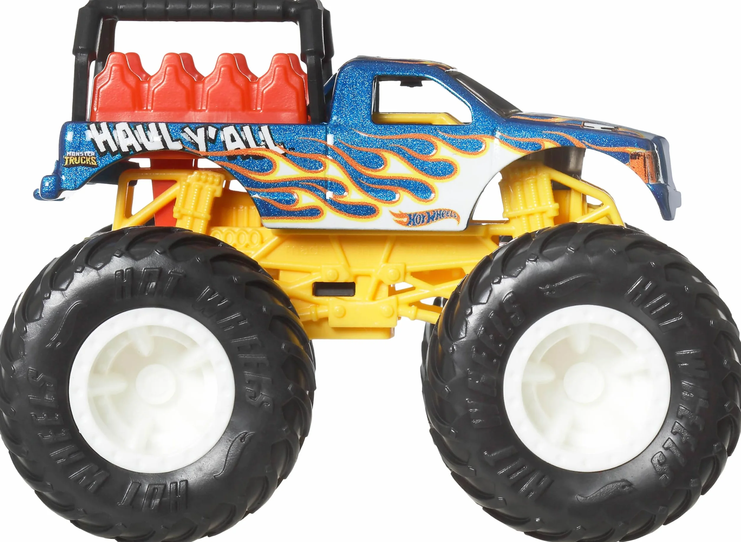 Hot Wheels Pack de 4 Monster Trucks 1/64 Véhicules à l’échelle, Roues Géantes JGD65