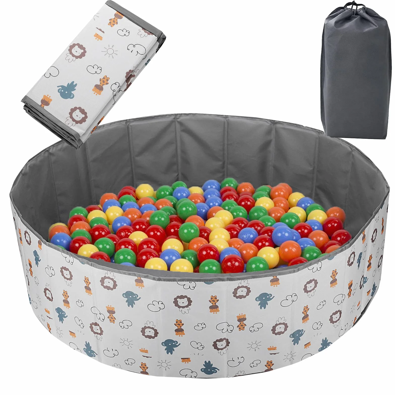 Piscine à Balles pour Enfants Pliable 80x30cm Parc Boules Centre de Jeux Intérieur Extérieur