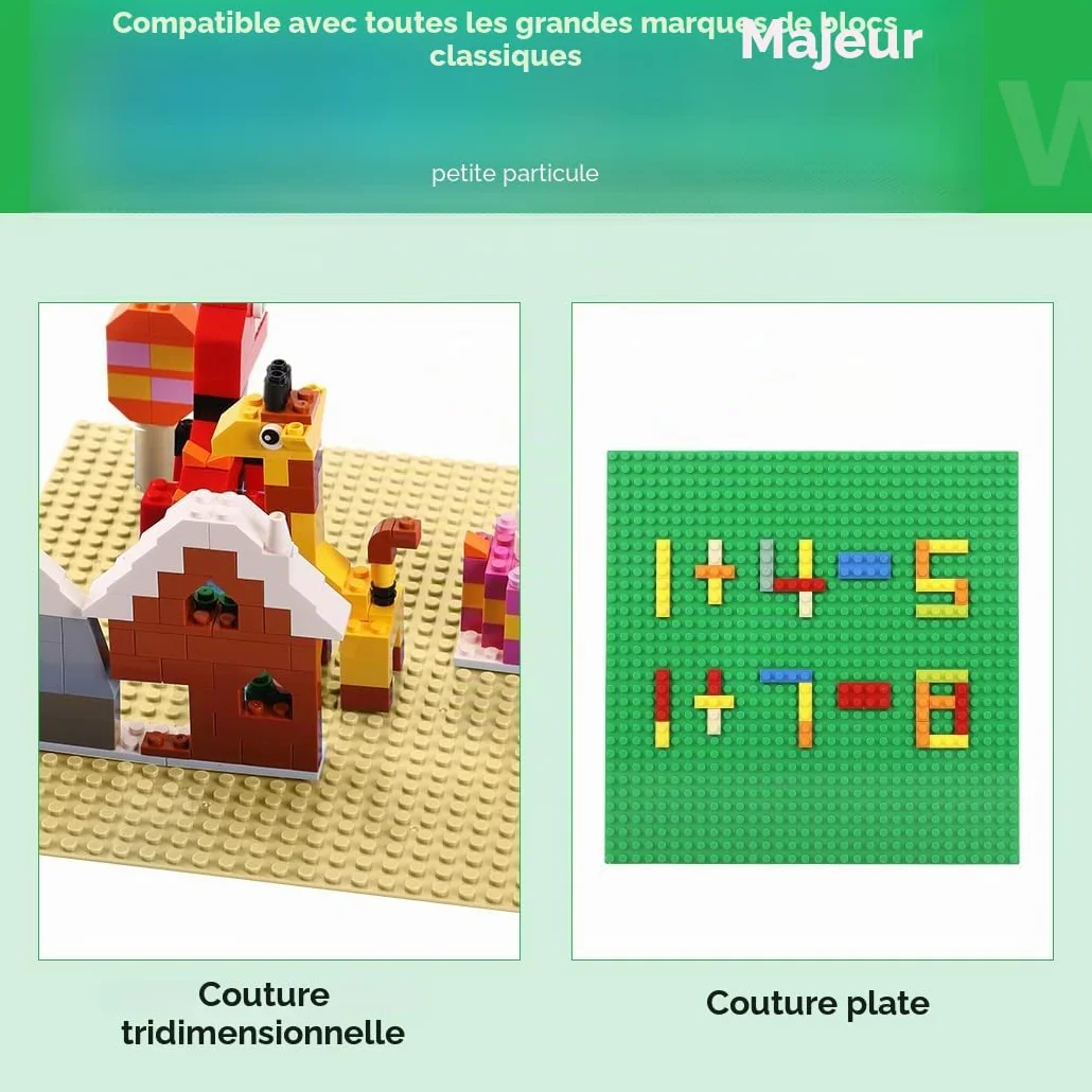 Lot de 12 Plaques de Construction 25x25 cm - Compatible avec la Plupart des Marques - Jouet de Construction pour Enfants - Plaque de Base Grise Verte Bleue
