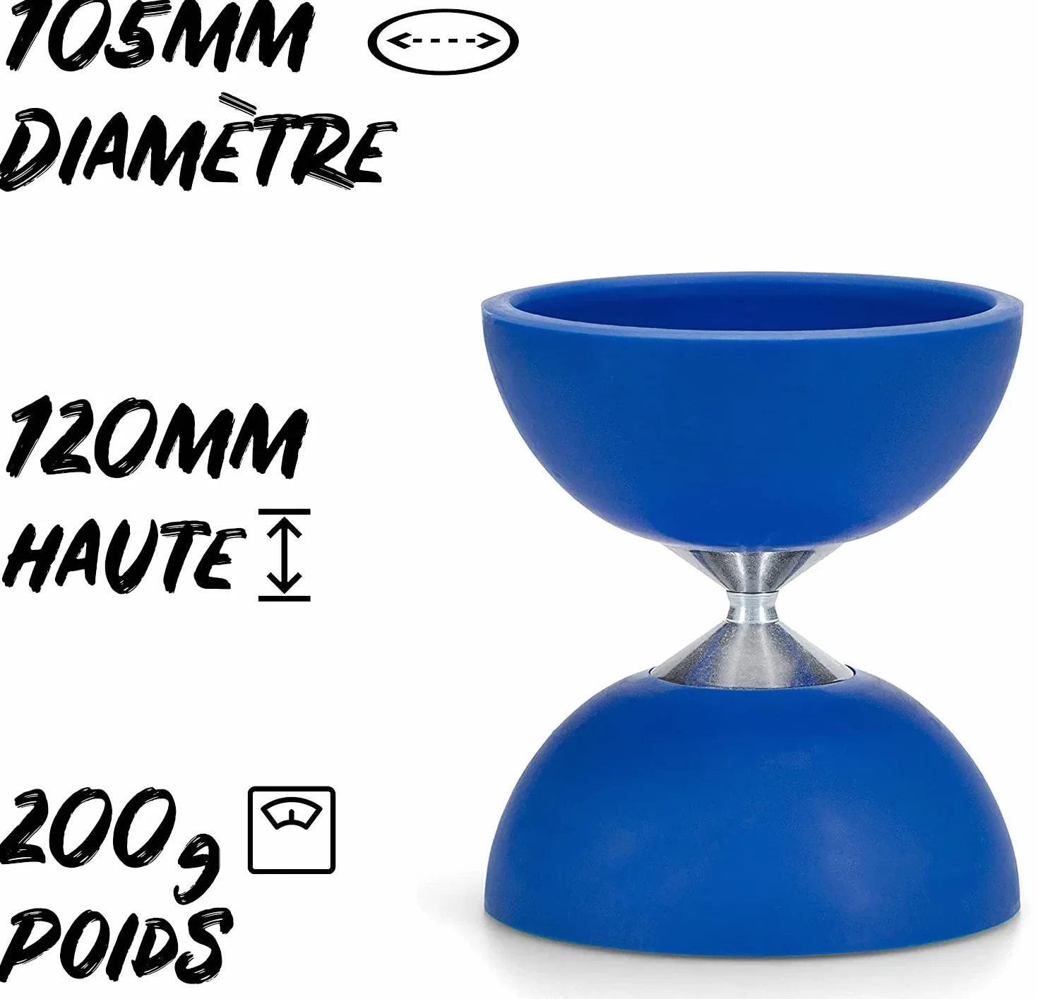 Diabolo Set de Jonglage Basic Bleu - Baguettes Aluminium avec Ficelle de Remplacement et Guide