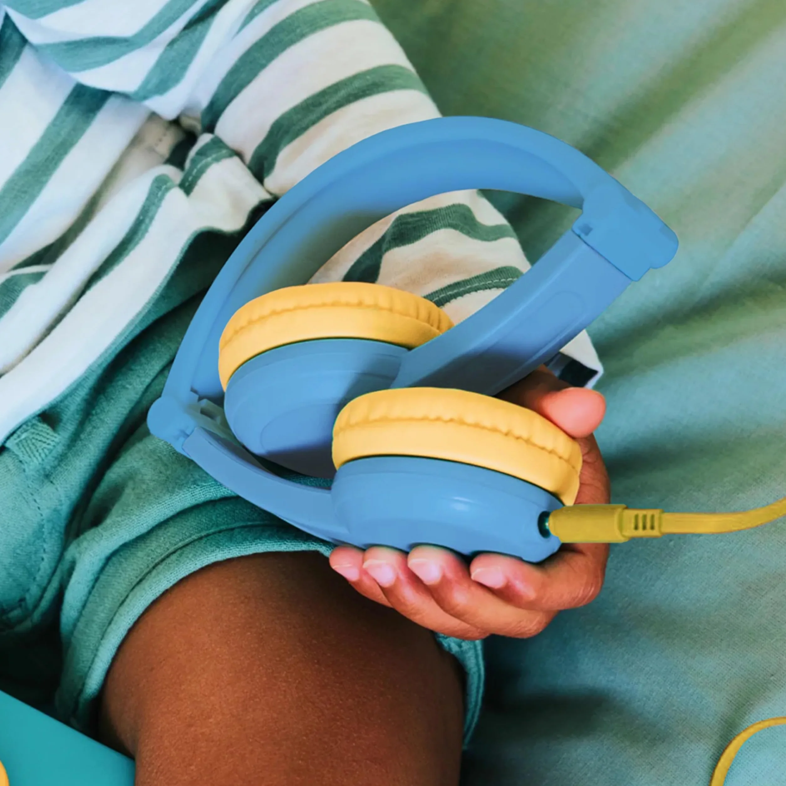 Lunii Casque Audio Enfant Filaire Pliable Réglable Compatible Ma Fabrique à Histoires FLAM 3-12 Ans Bleu