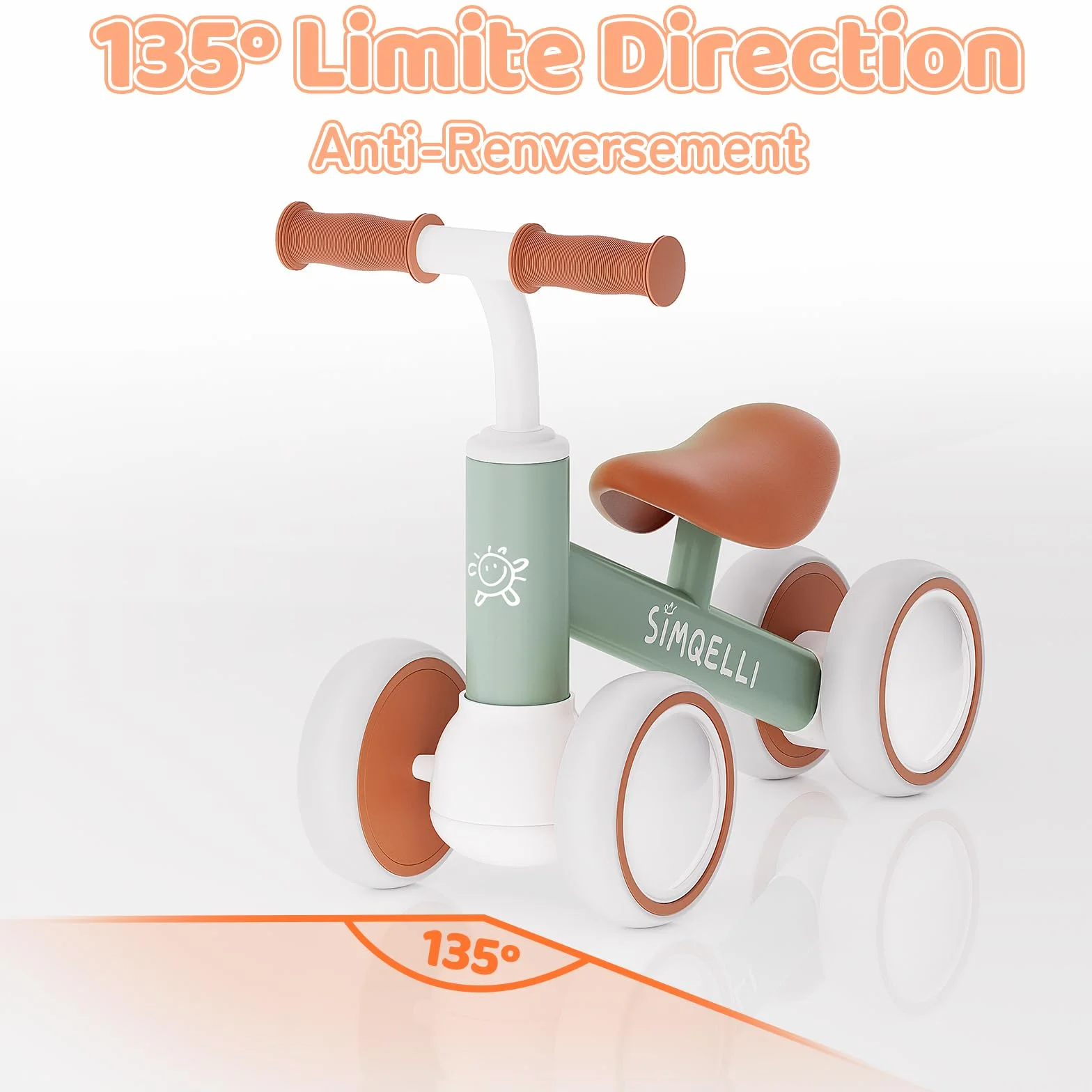 Vélo d'équilibre Draisienne Bébé 1 an 4 Roues sans Pédales pour Enfant 10-24 Mois Garçons Filles Cadeau Anniversaire Noel Vert
