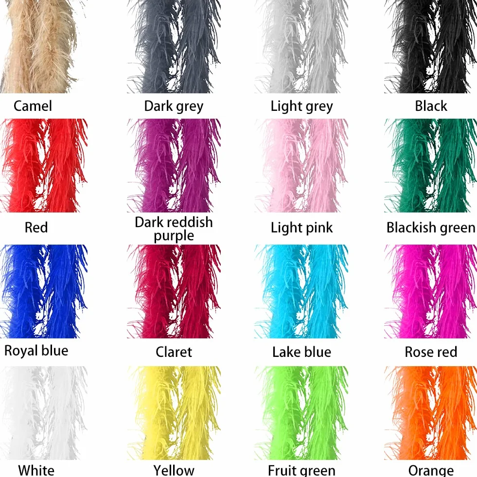 Surakey Boa de Plumes 2m Écharpe en Plumes Charleston Accessoire Femme Naturel Plumes D'autruche Longue Ceinture de Plumes Rose Foncé