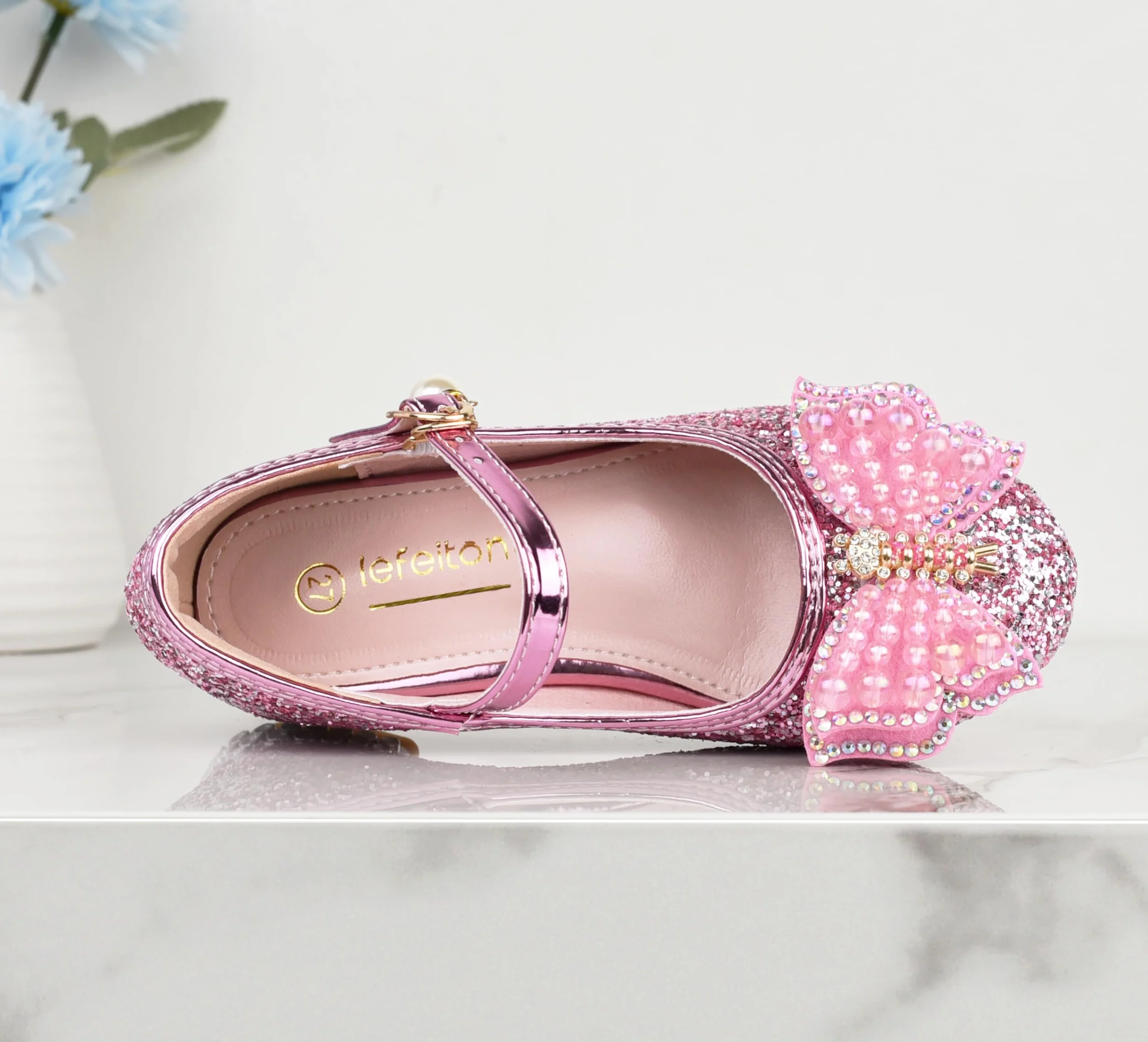 Chaussures de Princesse à Talon pour Filles avec Paillettes Déguisement Reine Scintillantes
