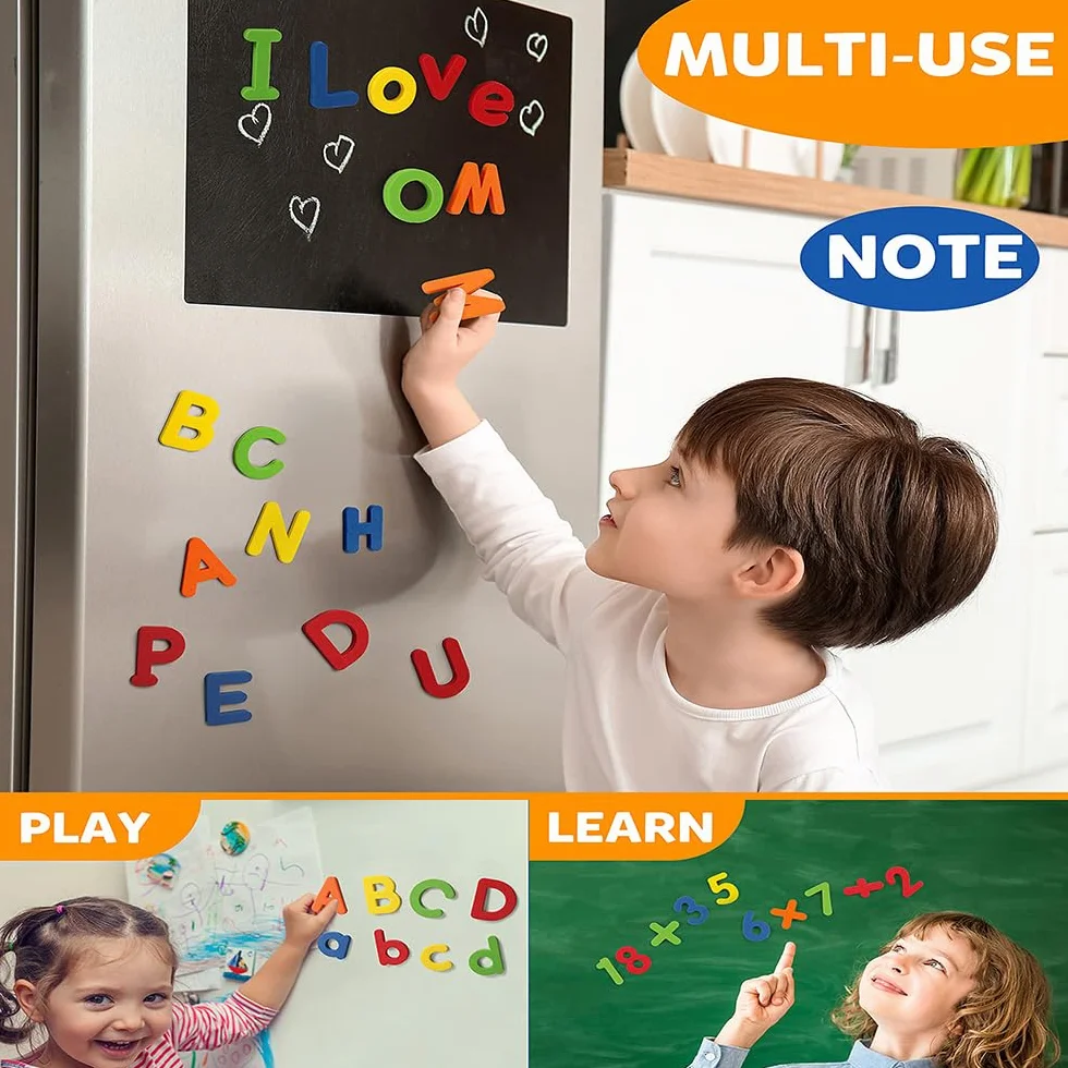 Magnétiques Lettres et Chiffres 108 Pcs Alphabet Aimants de Frigo Jouet éducatif Apprentissage Préscolaire